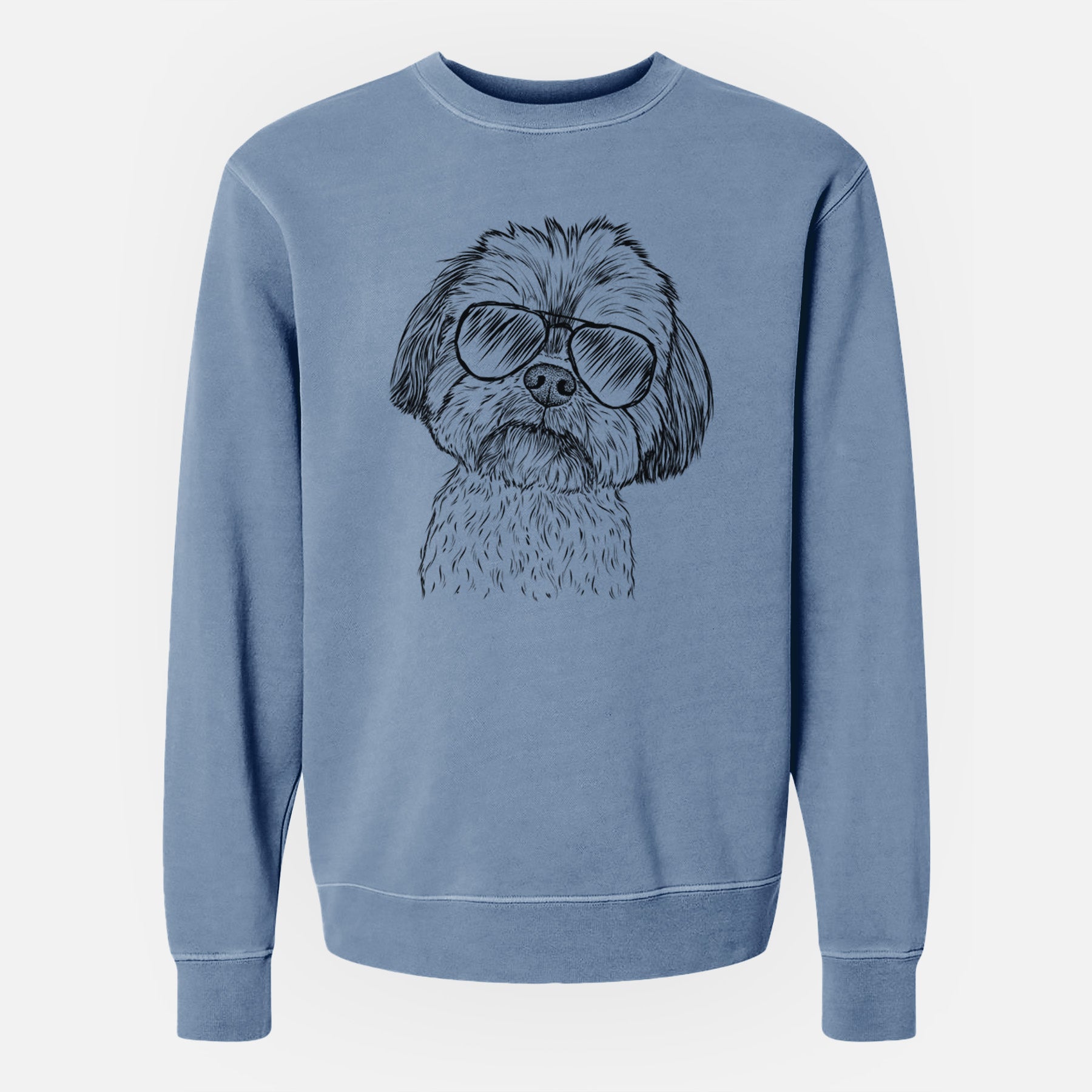 Aviator Lucy the Shorkie - Unisex Pigment Dyed Crew Sweatshirt