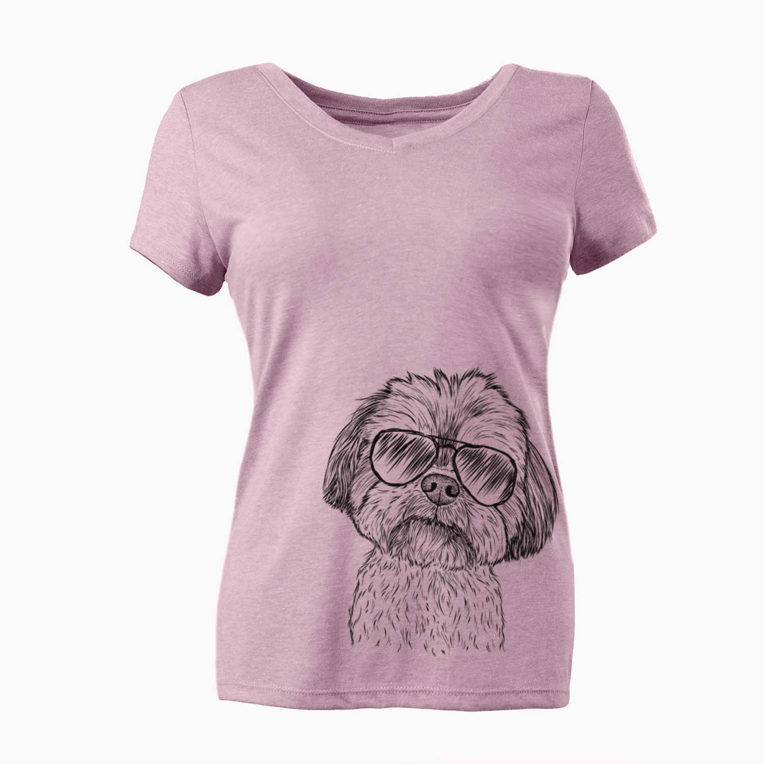 Aviator Lucy the Shorkie - Women's V-neck Shirt