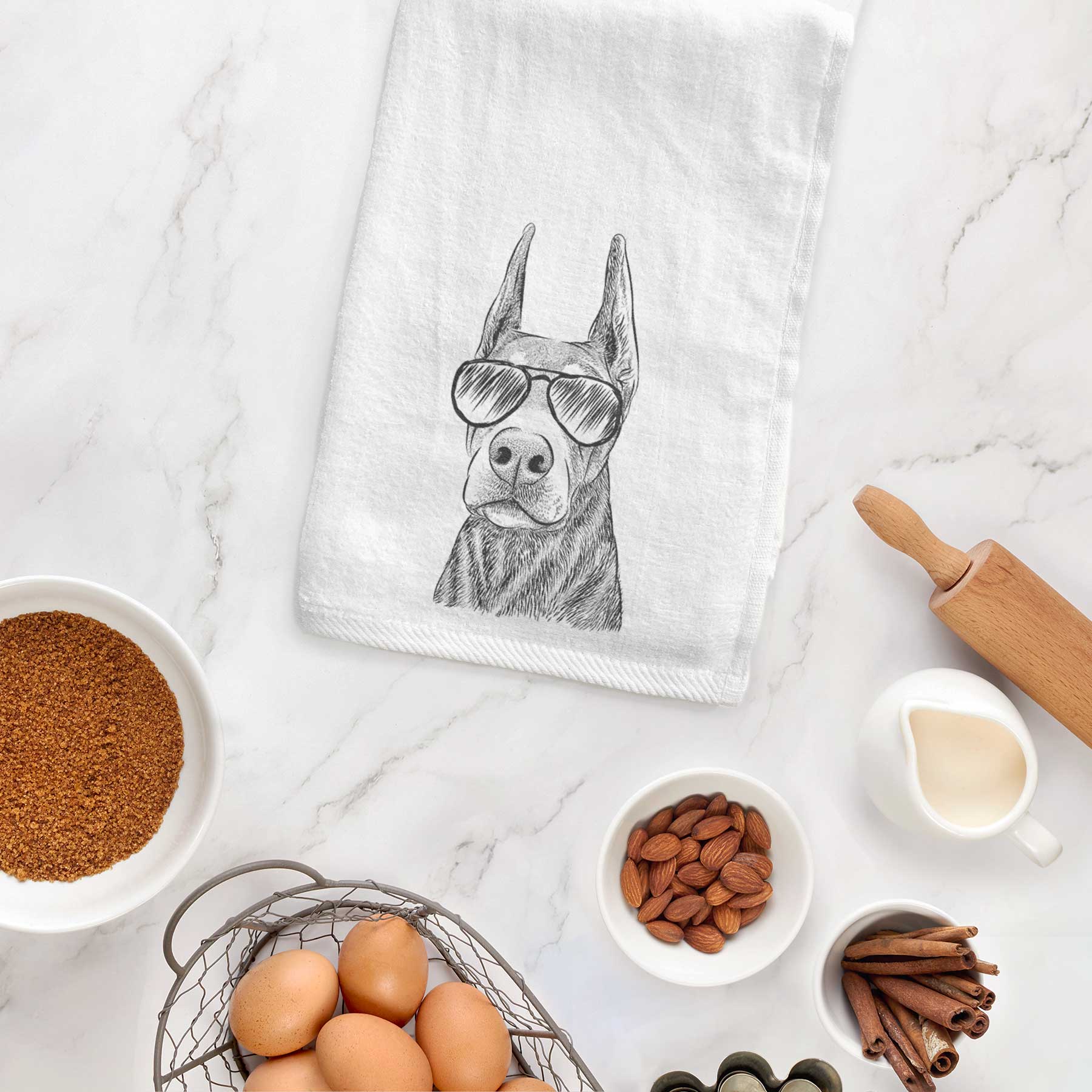 Luna the Doberman Pinscher Decorative Hand Towel