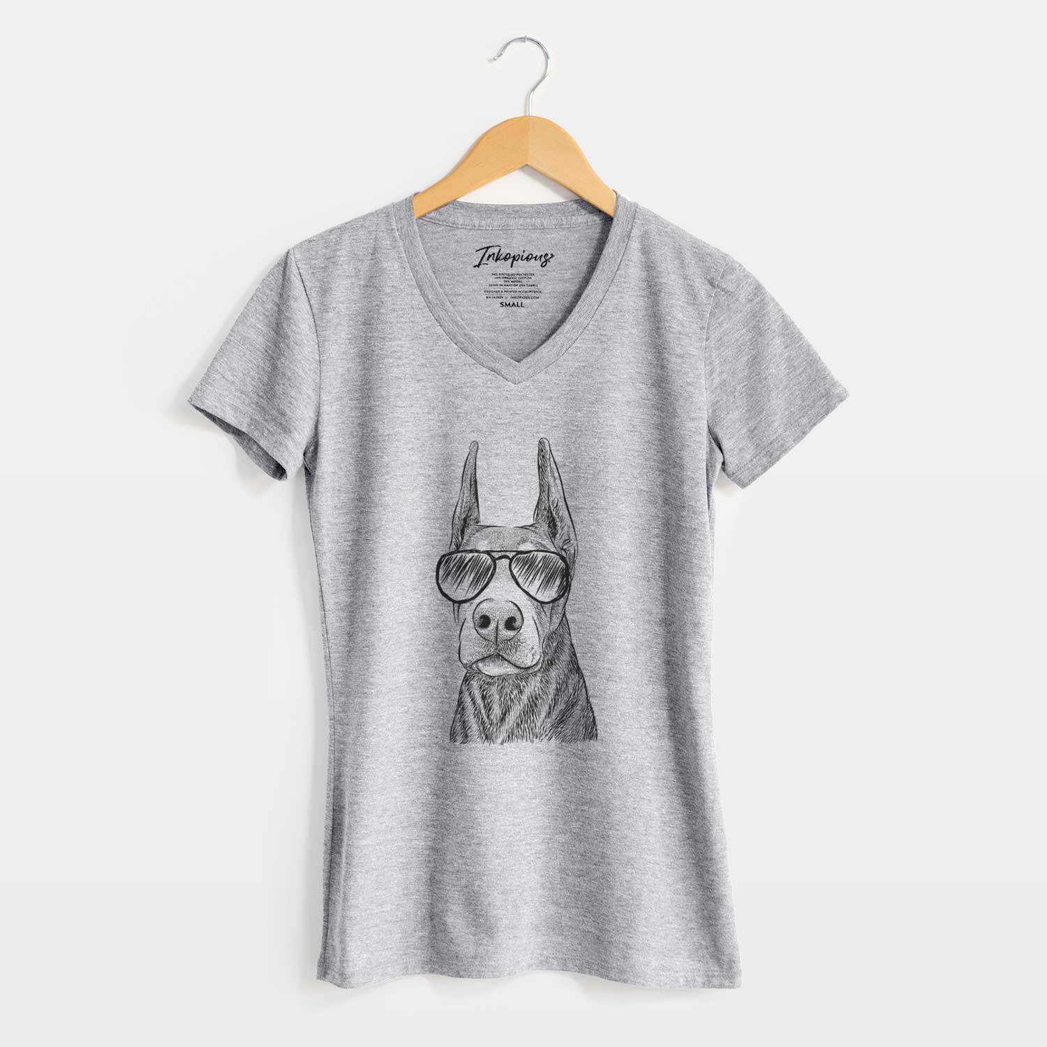 Aviator Luna the Doberman Pinscher - Women's V-neck Shirt