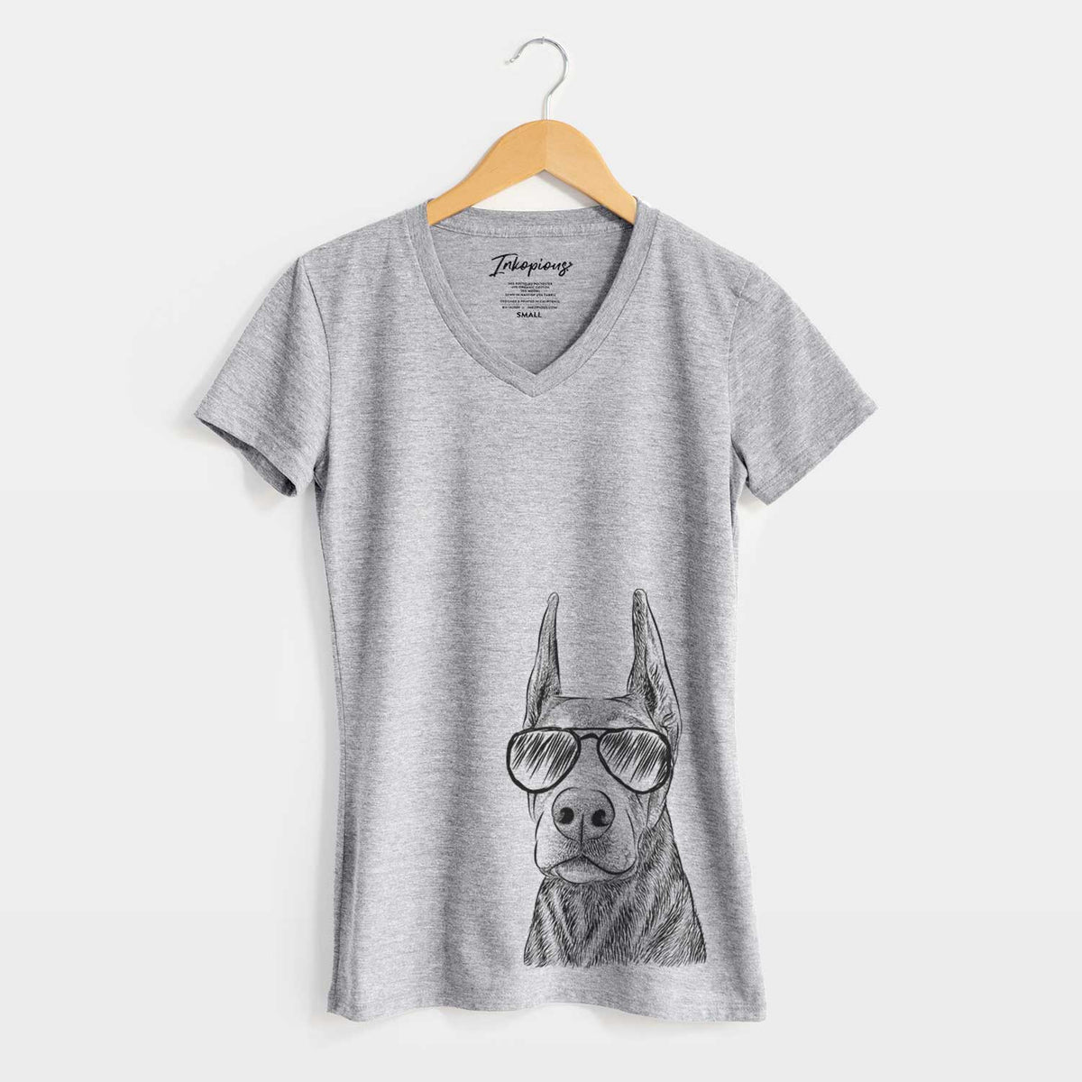 Aviator Luna the Doberman Pinscher - Women&#39;s V-neck Shirt