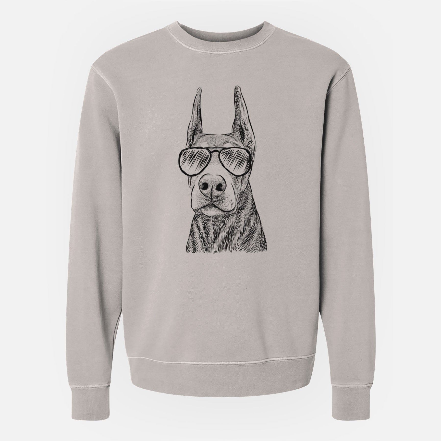 Aviator Luna the Doberman Pinscher - Unisex Pigment Dyed Crew Sweatshirt