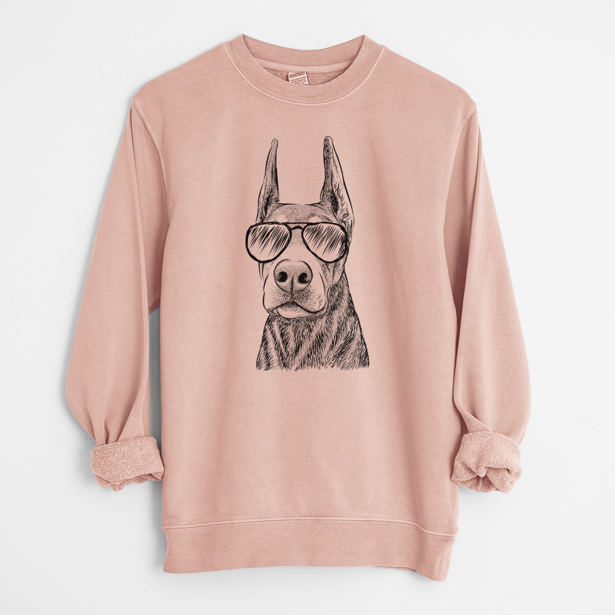 Aviator Luna the Doberman Pinscher - Unisex Pigment Dyed Crew Sweatshirt