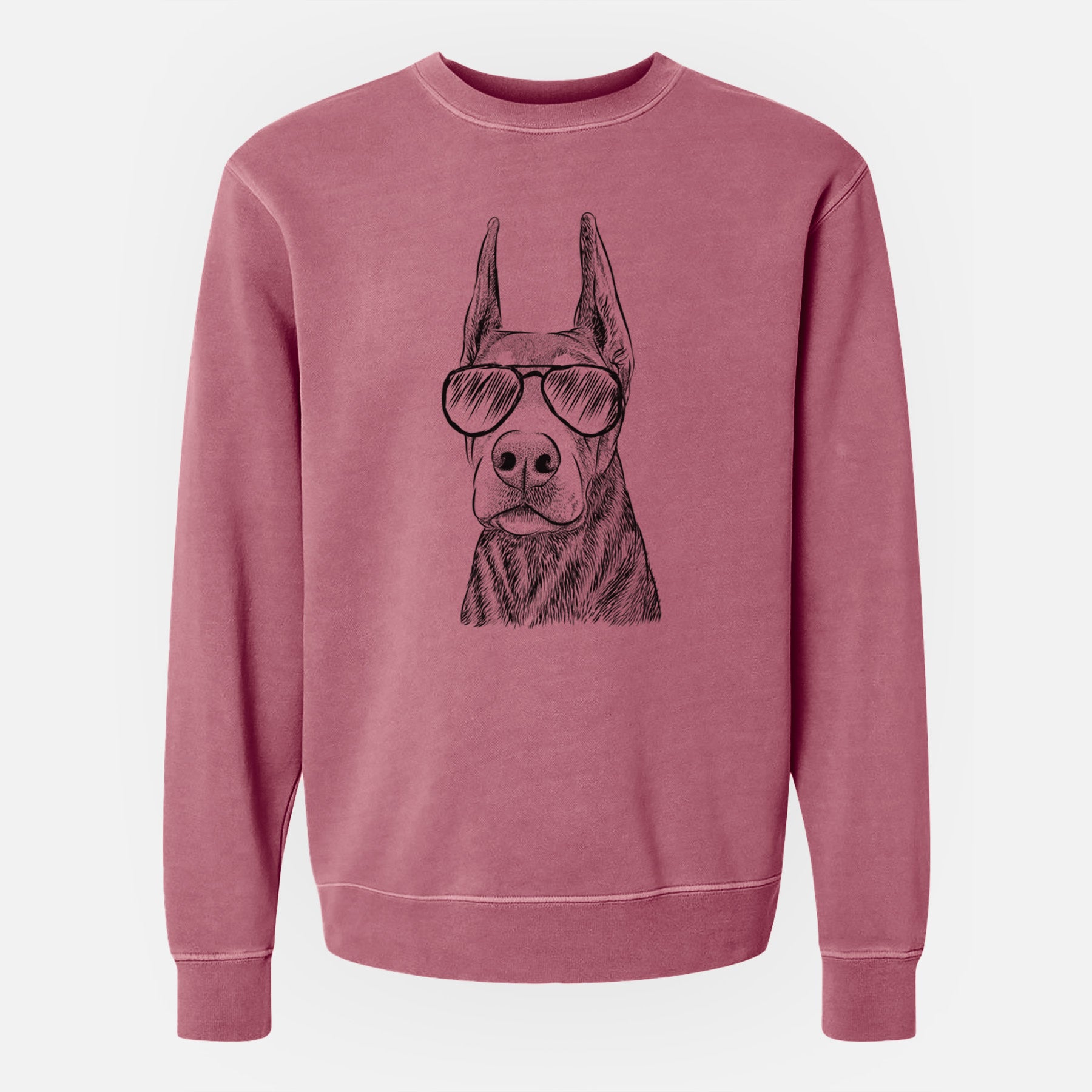 Aviator Luna the Doberman Pinscher - Unisex Pigment Dyed Crew Sweatshirt