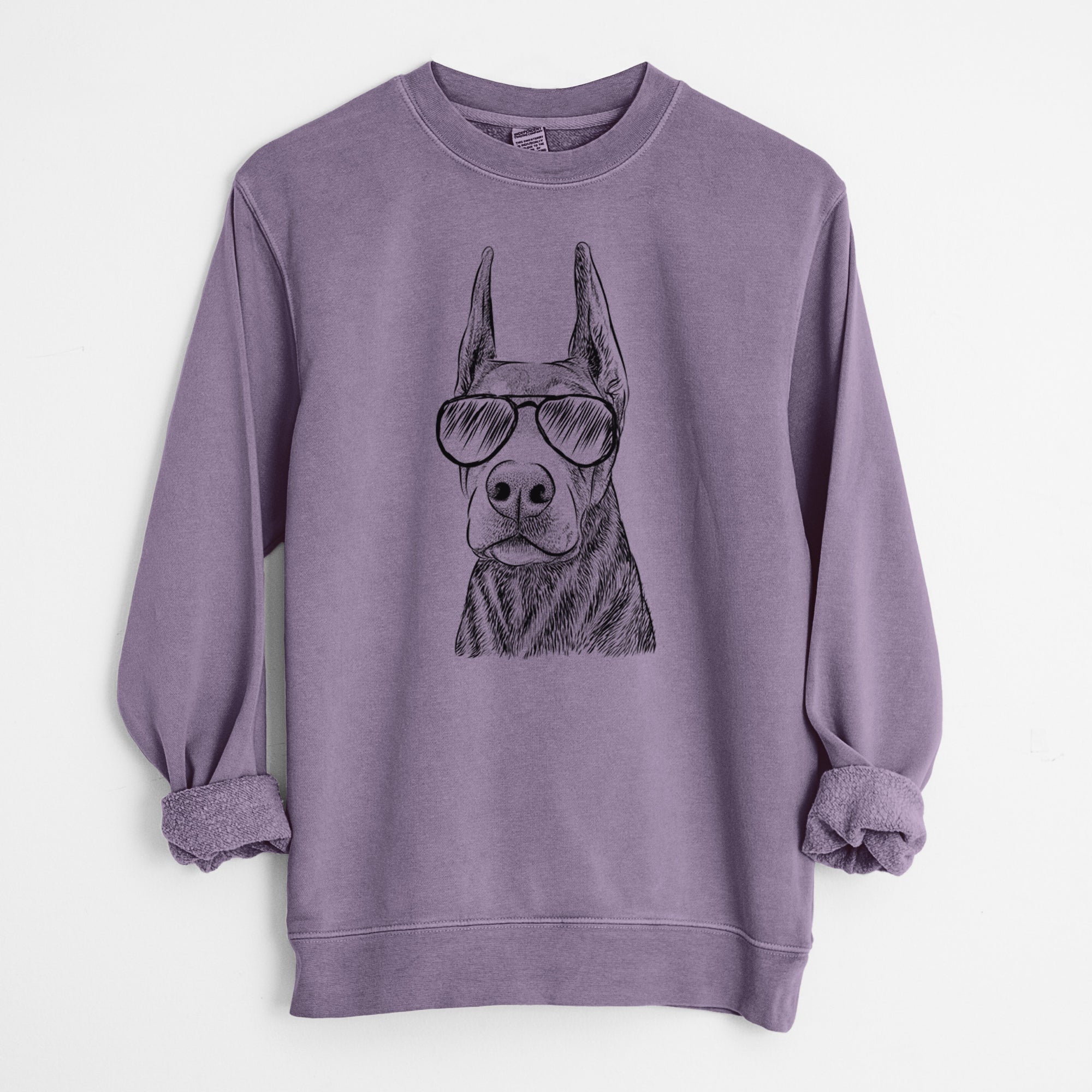 Aviator Luna the Doberman Pinscher - Unisex Pigment Dyed Crew Sweatshirt