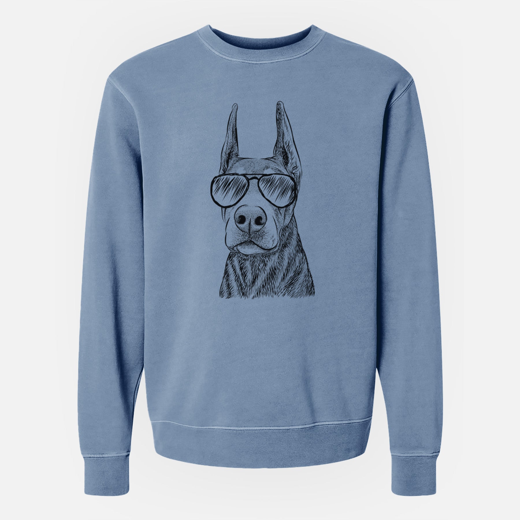 Aviator Luna the Doberman Pinscher - Unisex Pigment Dyed Crew Sweatshirt