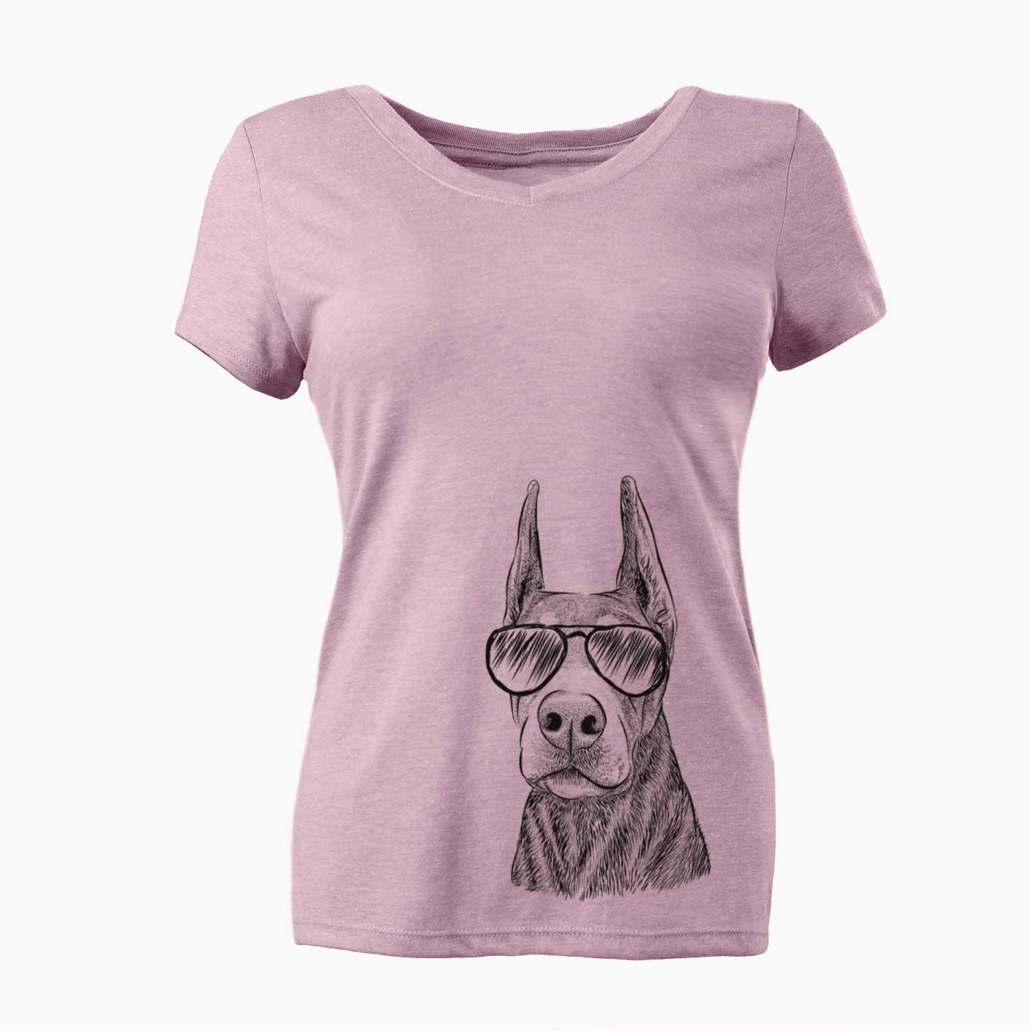 Aviator Luna the Doberman Pinscher - Women's V-neck Shirt