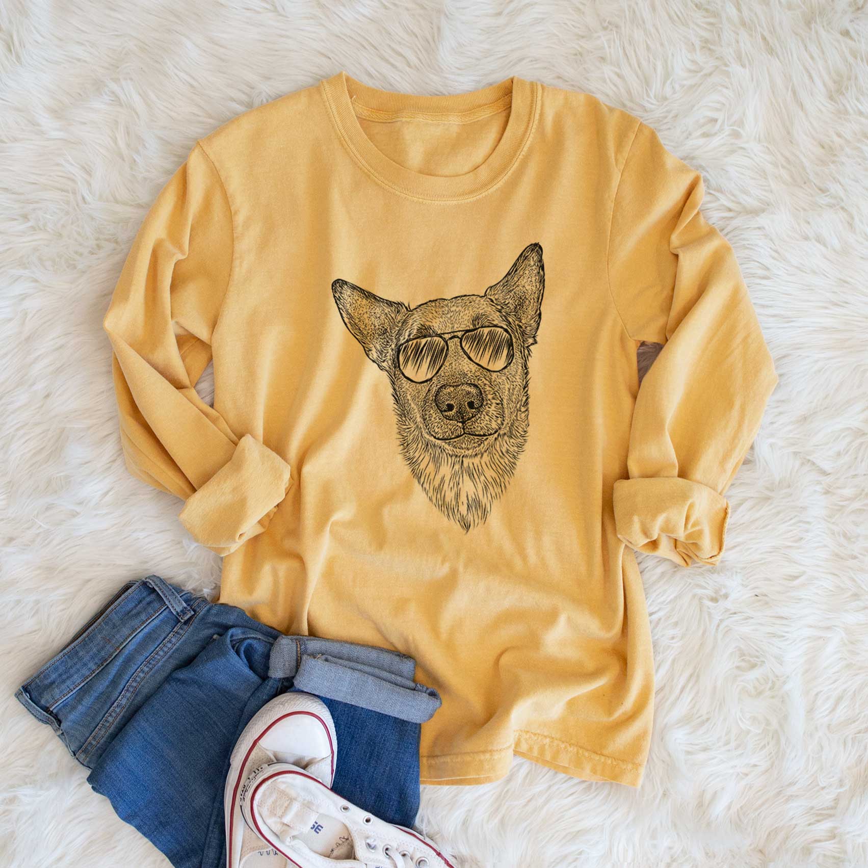 Aviators Luna the Shepherd Mix - Heavyweight 100% Cotton Long Sleeve