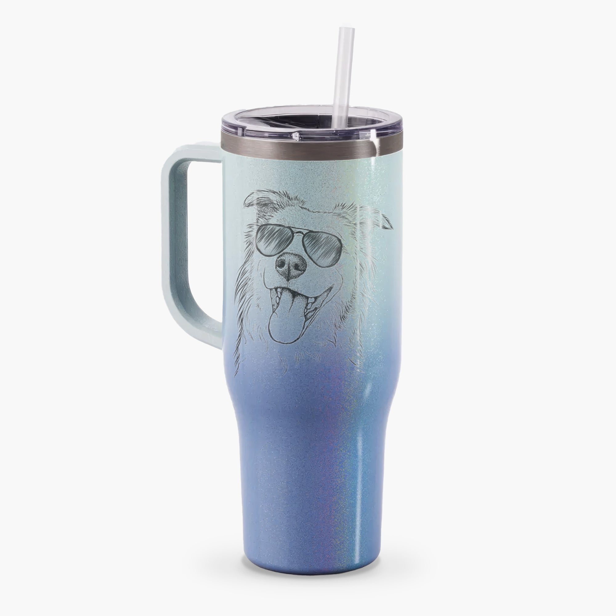 Macaroni the Border Collie - 40oz Tumbler with Handle