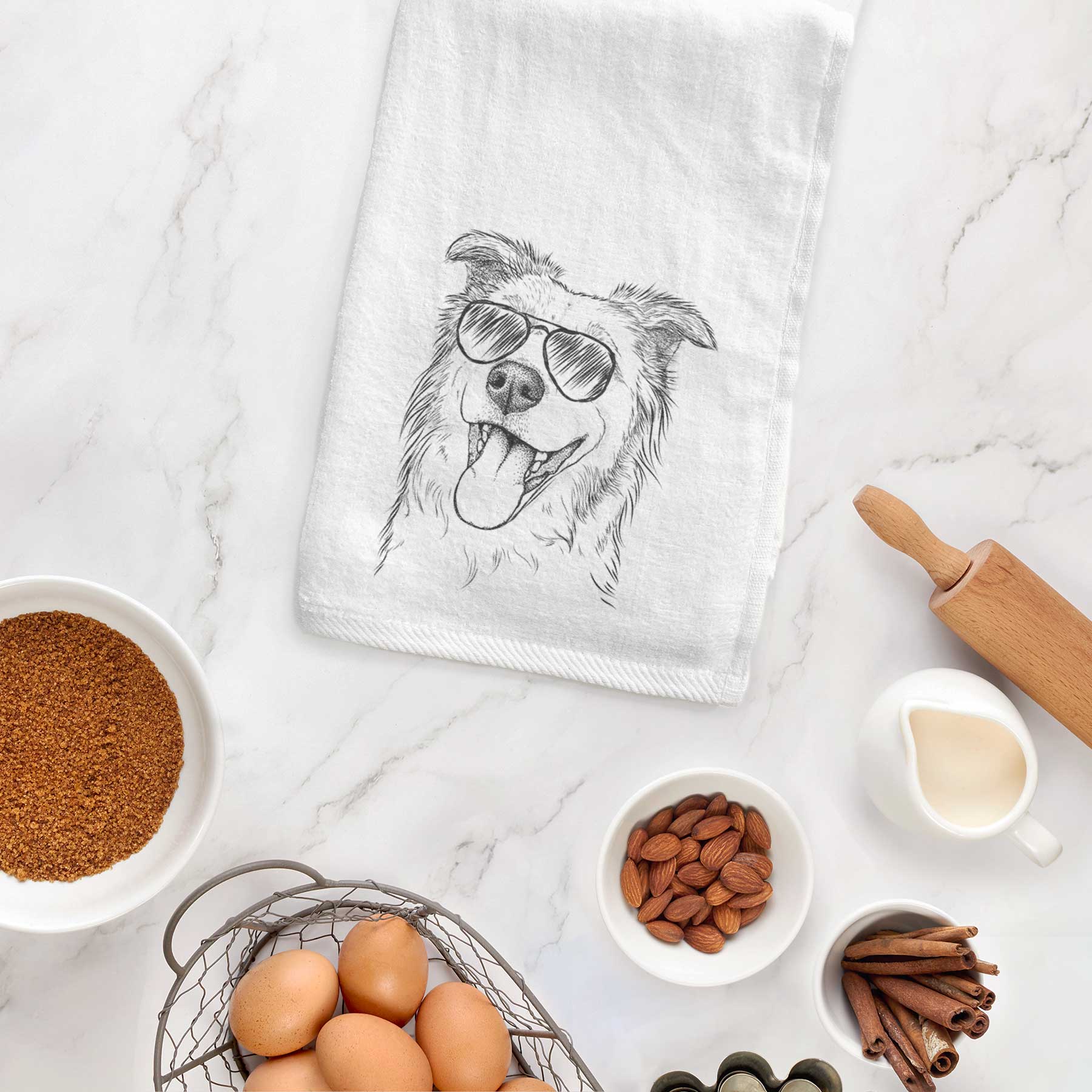 Macaroni the Border Collie Decorative Hand Towel