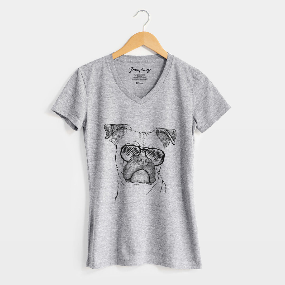 Aviator Mack the Bugg (Boston Terrier/Pug) - Women's V-neck Shirt