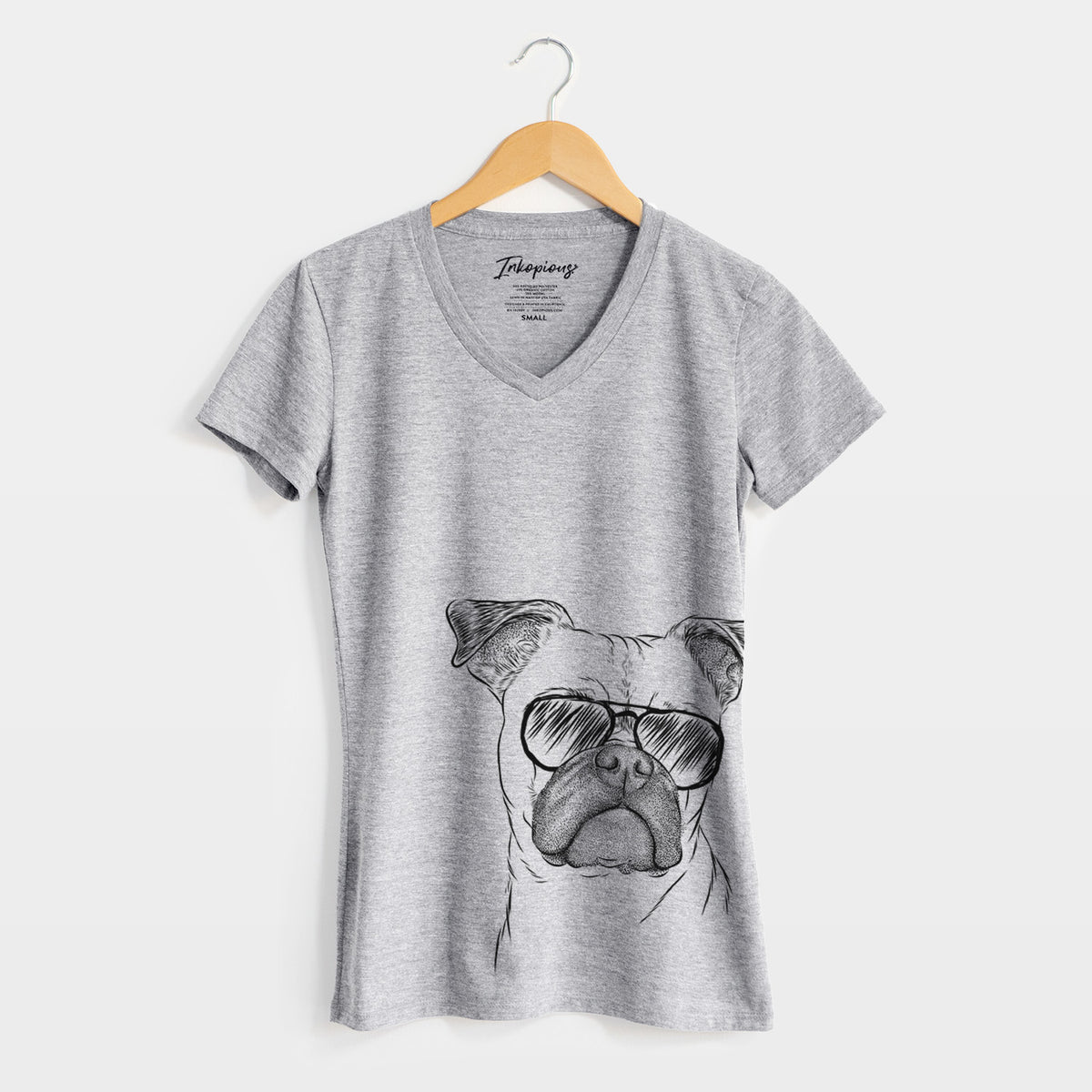 Aviator Mack the Bugg (Boston Terrier/Pug) - Women&#39;s V-neck Shirt