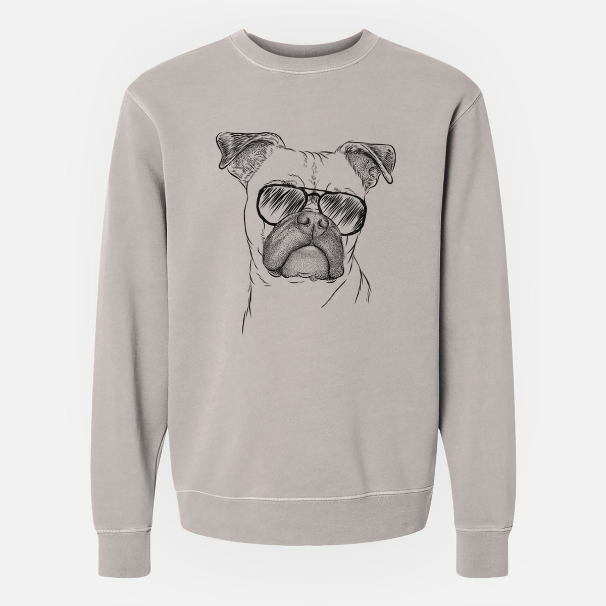 Aviator Mack the Bugg (Boston Terrier/Pug) - Unisex Pigment Dyed Crew Sweatshirt