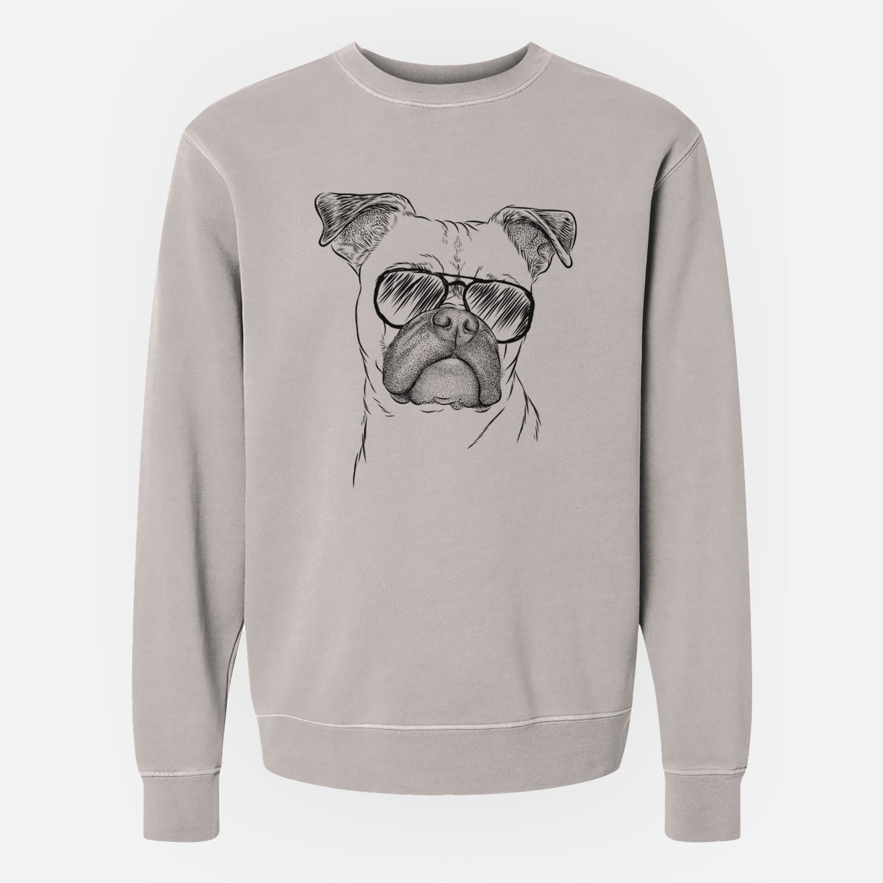 Aviator Mack the Bugg (Boston Terrier/Pug) - Unisex Pigment Dyed Crew Sweatshirt
