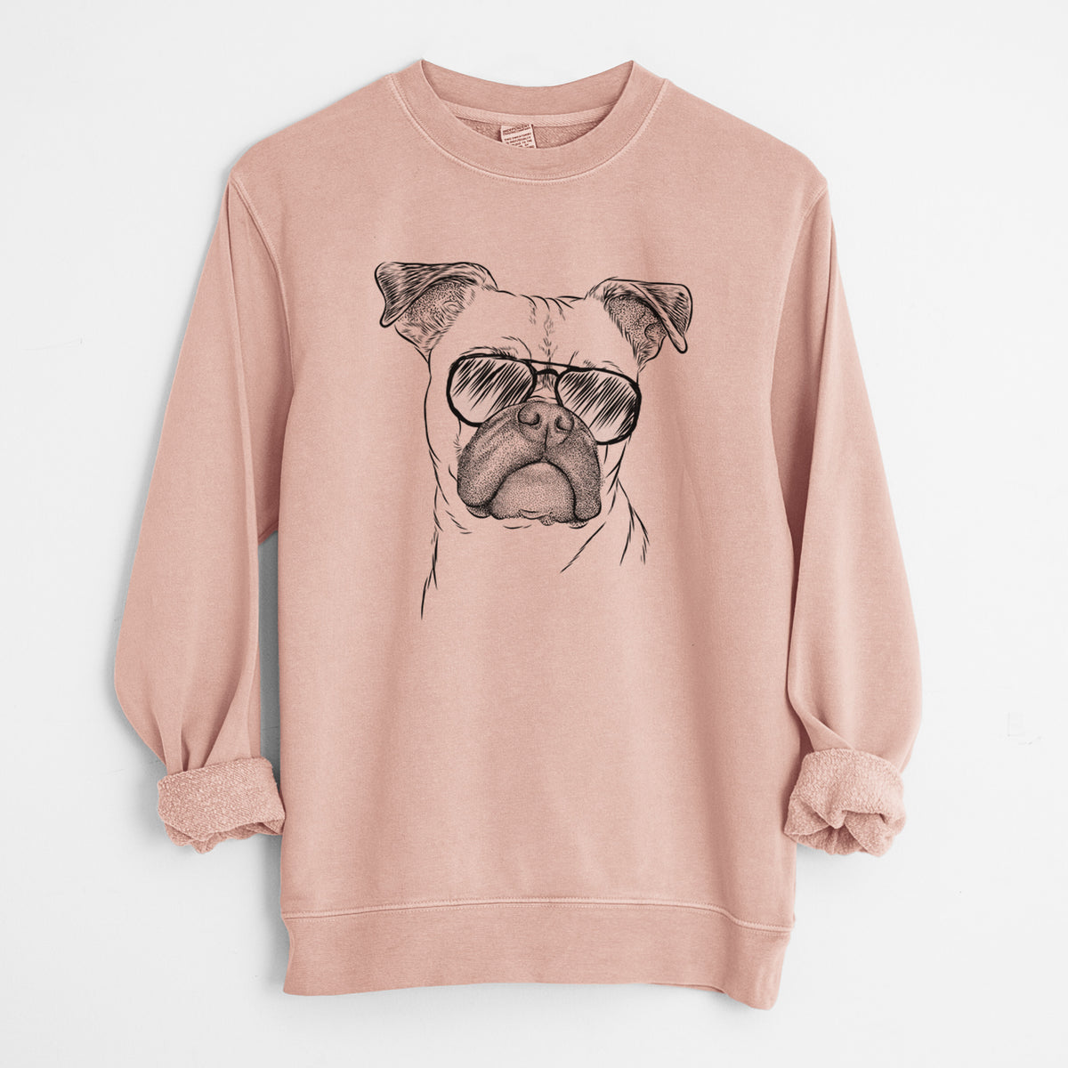 Aviator Mack the Bugg (Boston Terrier/Pug) - Unisex Pigment Dyed Crew Sweatshirt