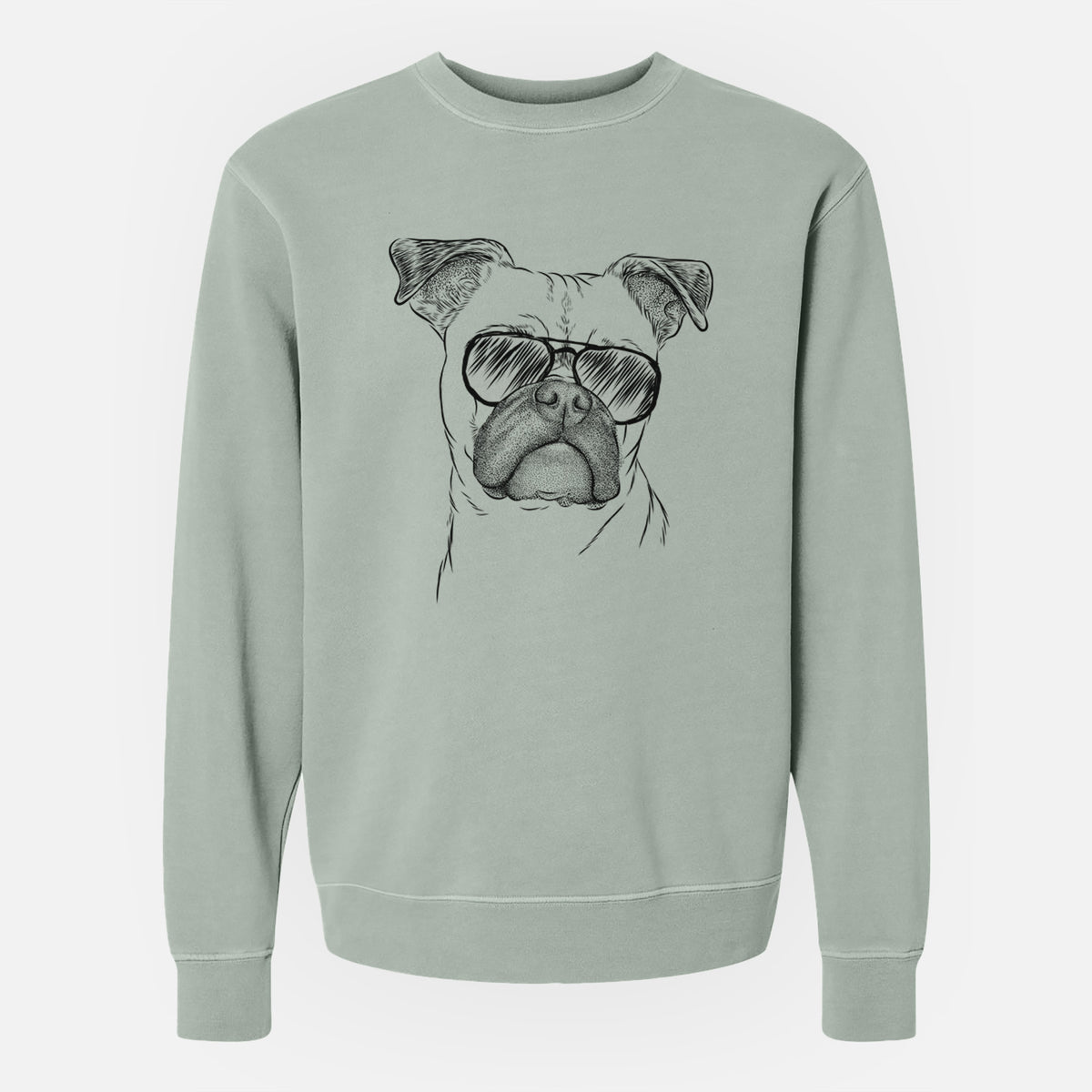 Aviator Mack the Bugg (Boston Terrier/Pug) - Unisex Pigment Dyed Crew Sweatshirt