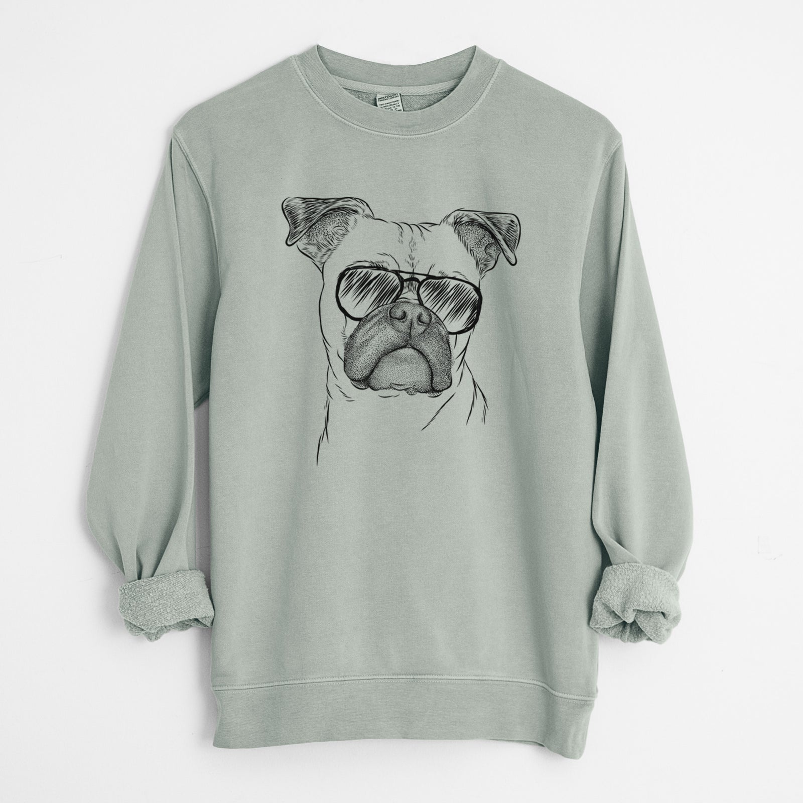 Aviator Mack the Bugg (Boston Terrier/Pug) - Unisex Pigment Dyed Crew Sweatshirt