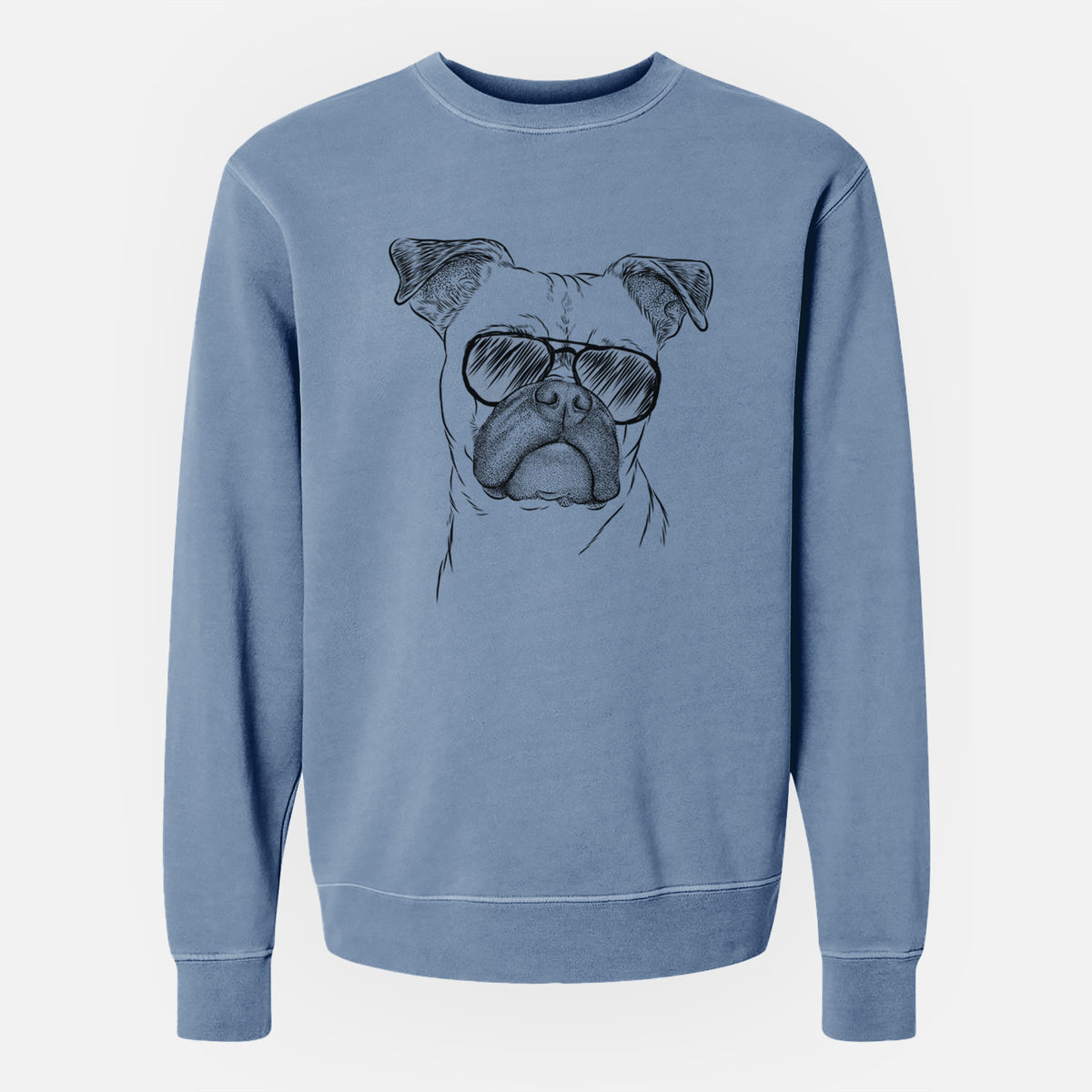 Aviator Mack the Bugg (Boston Terrier/Pug) - Unisex Pigment Dyed Crew Sweatshirt