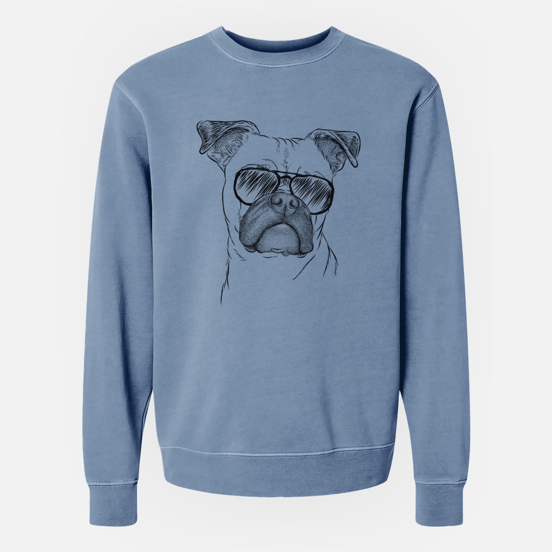 Aviator Mack the Bugg (Boston Terrier/Pug) - Unisex Pigment Dyed Crew Sweatshirt