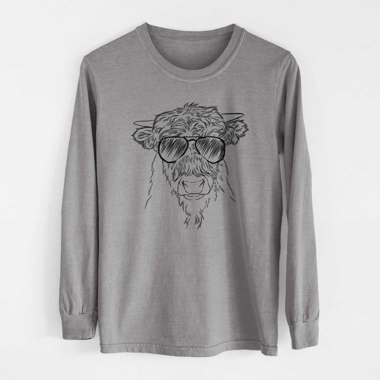 Aviators Mack the Scottish Highland Cow - Heavyweight 100% Cotton Long Sleeve