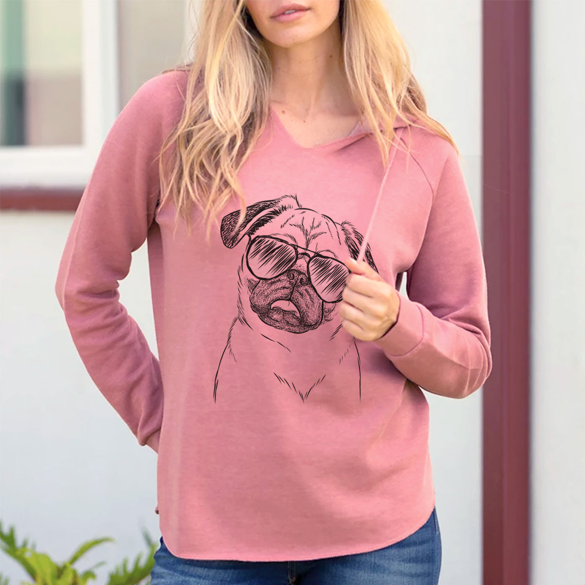 Aviator Macy the Pug - Cali Wave Hooded Sweatshirt