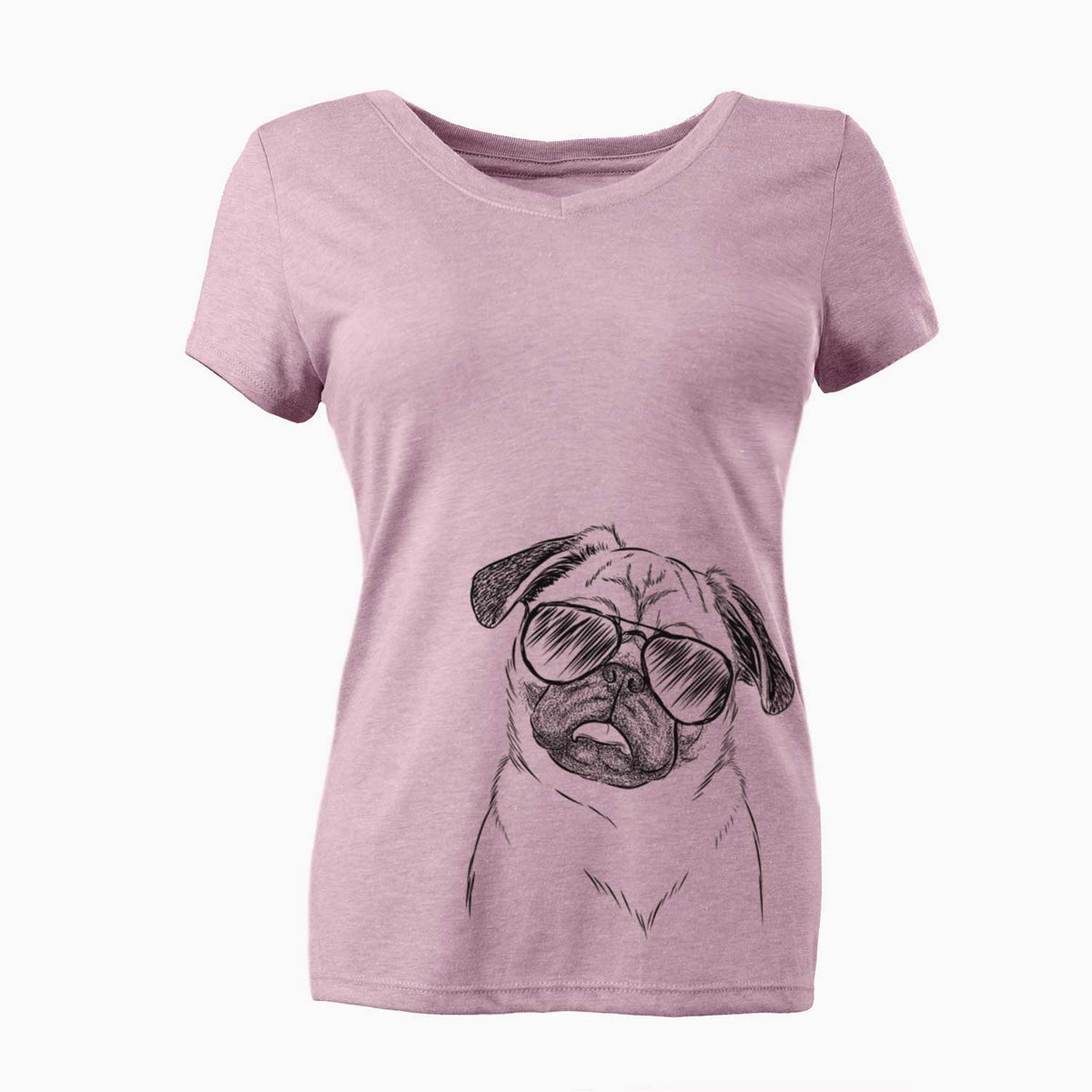 Aviator Macy the Pug - Women's V-neck Shirt