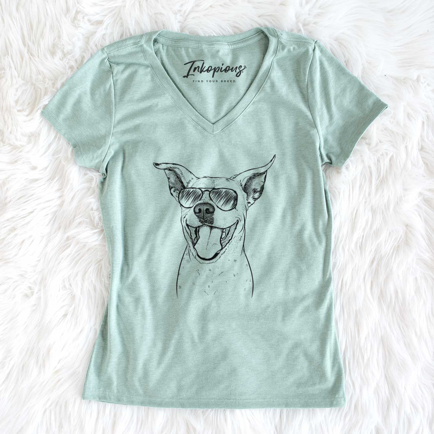 Aviator Maddie the Dalmatian Pitbull Mix - Women's V-neck Shirt