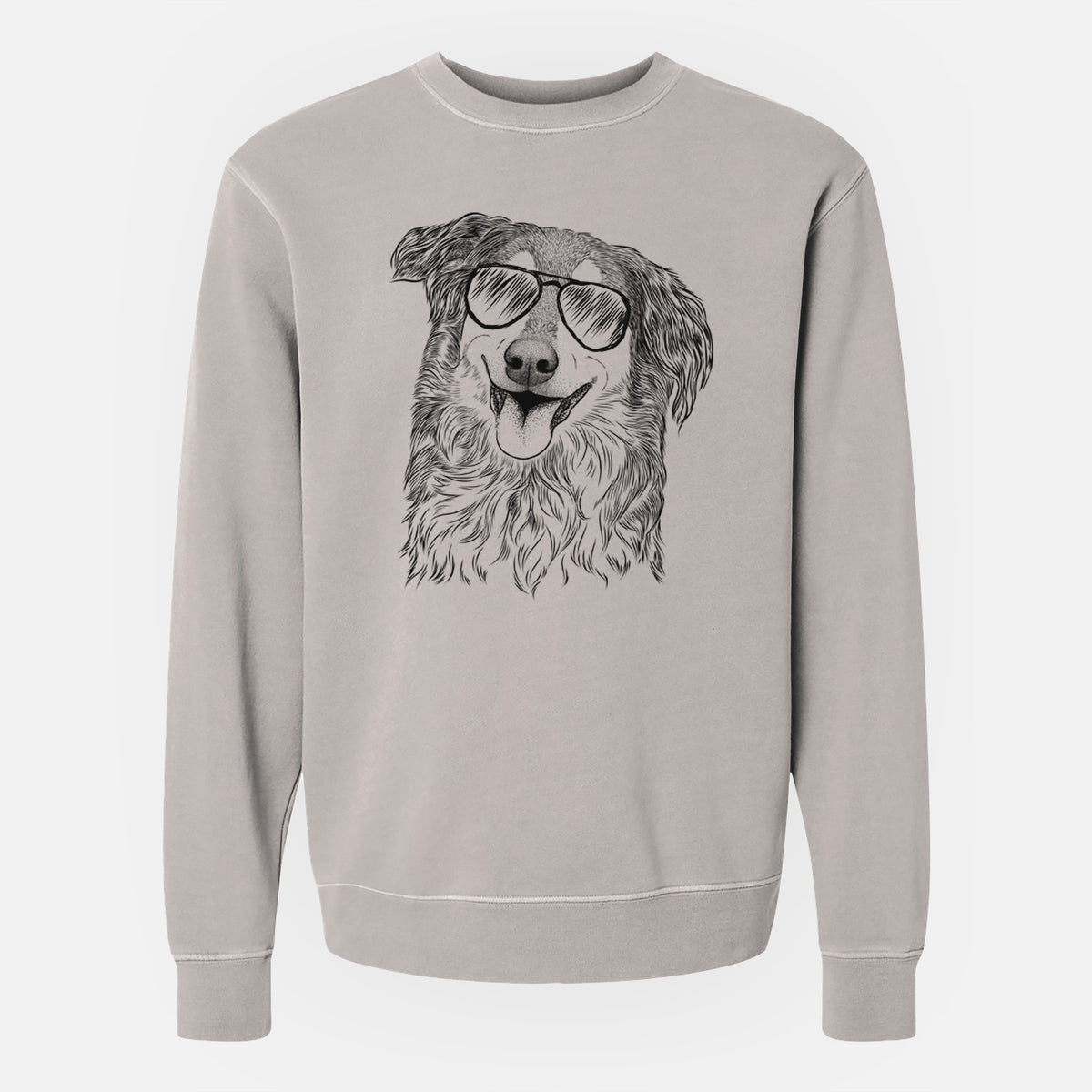 Aviator Maddie the English Shepherd - Unisex Pigment Dyed Crew Sweatshirt