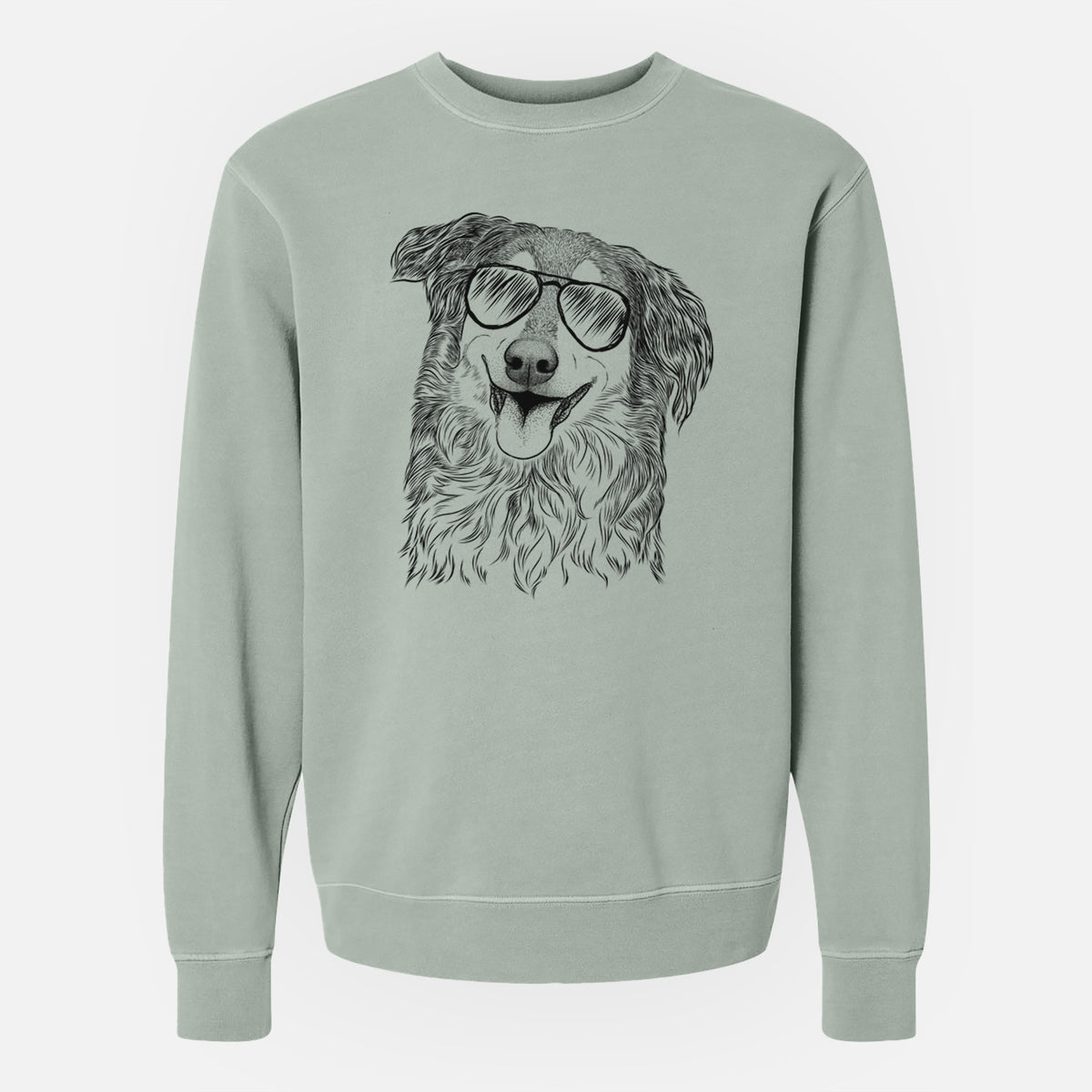 Aviator Maddie the English Shepherd - Unisex Pigment Dyed Crew Sweatshirt