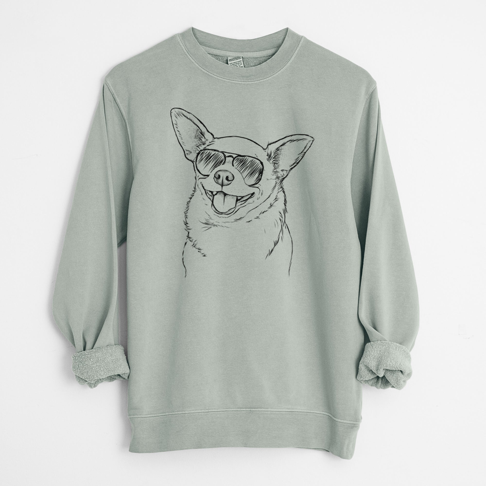 Aviator Maddison Pearl the Chihuahua - Unisex Pigment Dyed Crew Sweatshirt