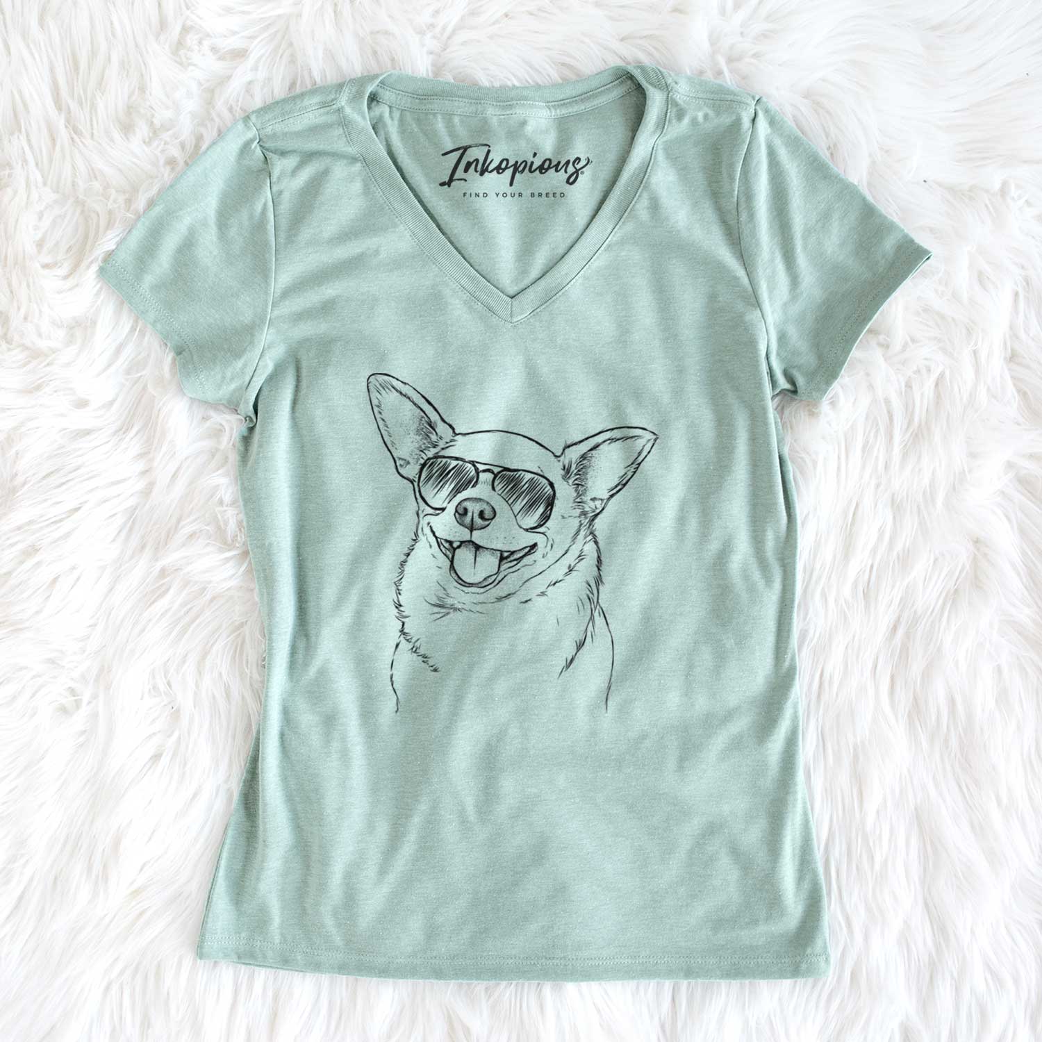 Aviator Maddison Pearl the Chihuahua - Women's V-neck Shirt