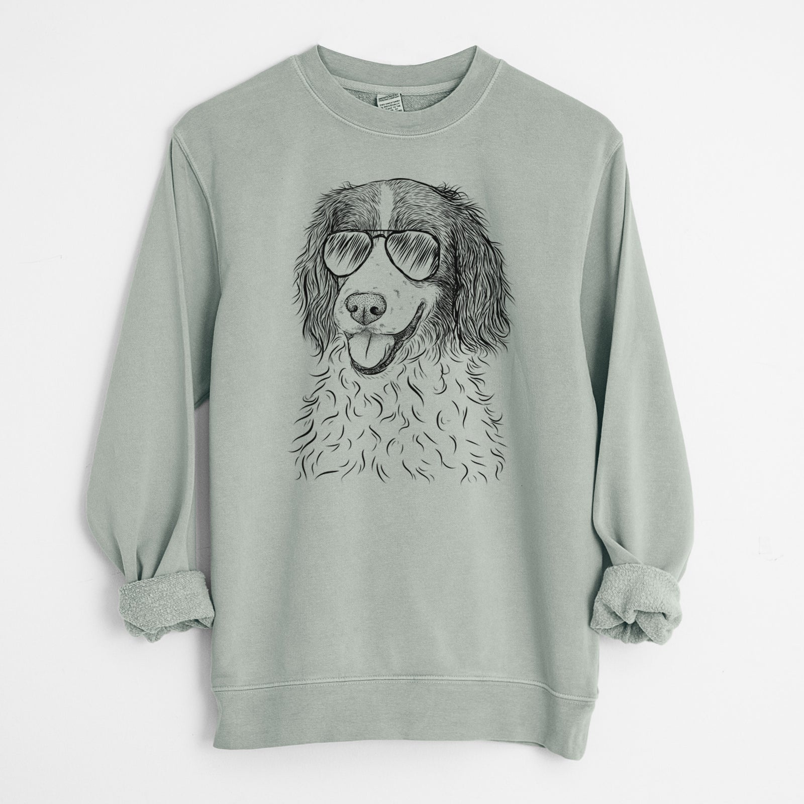 Aviator Maggie the Springer Spaniel - Unisex Pigment Dyed Crew Sweatshirt