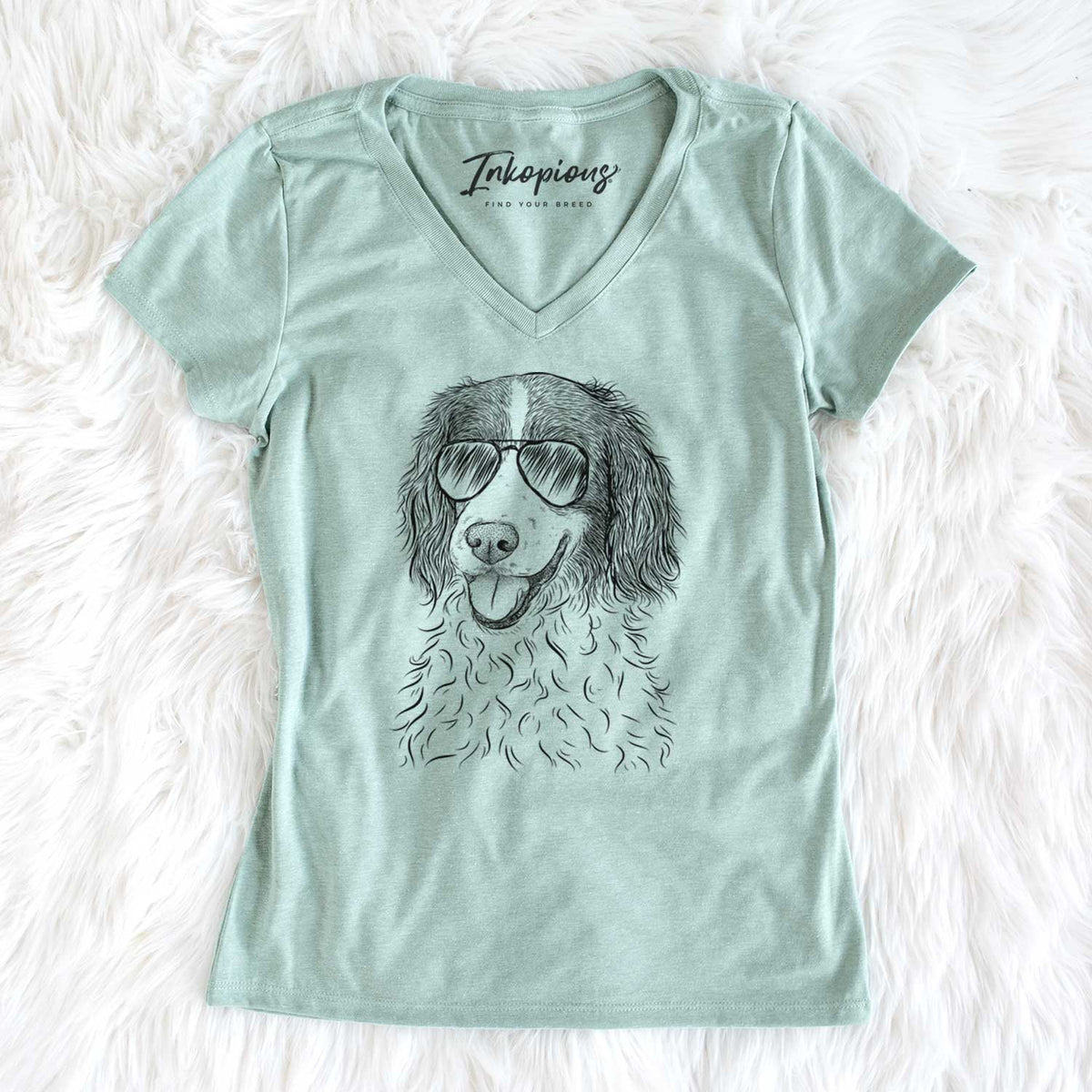 Aviator Maggie the Springer Spaniel - Women's V-neck Shirt