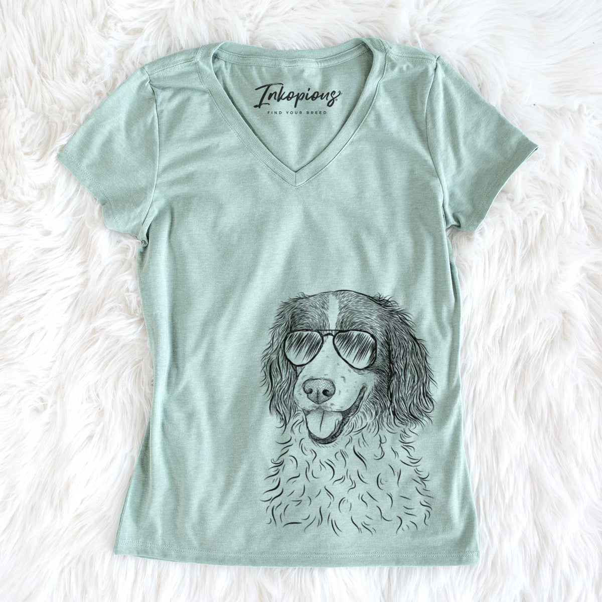 Aviator Maggie the Springer Spaniel - Women's V-neck Shirt