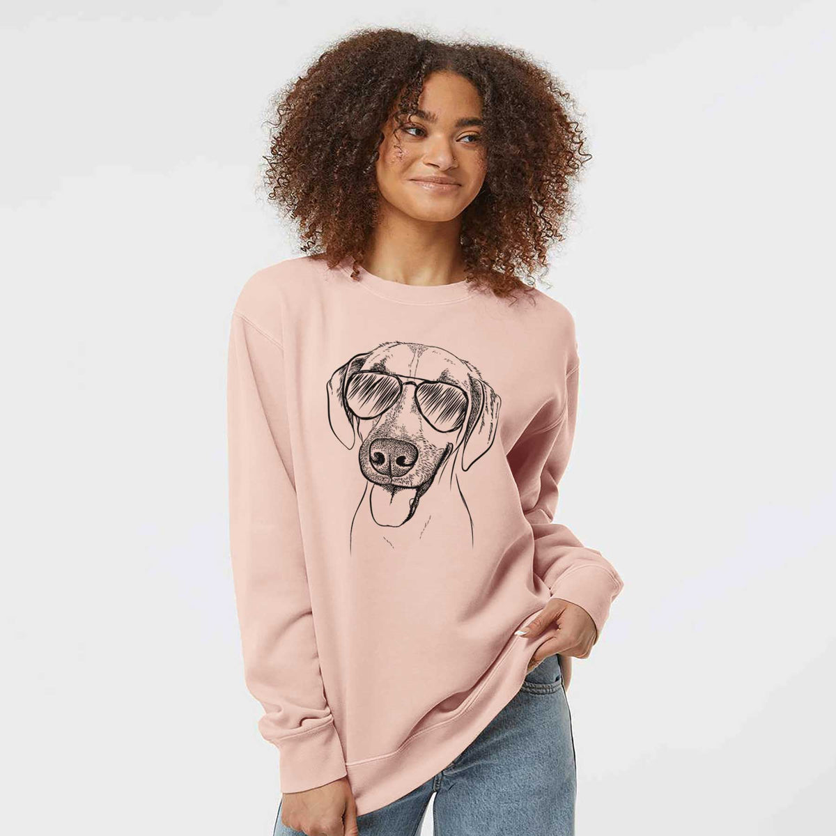 Aviator Malia the American Foxhound Mix - Unisex Pigment Dyed Crew Sweatshirt