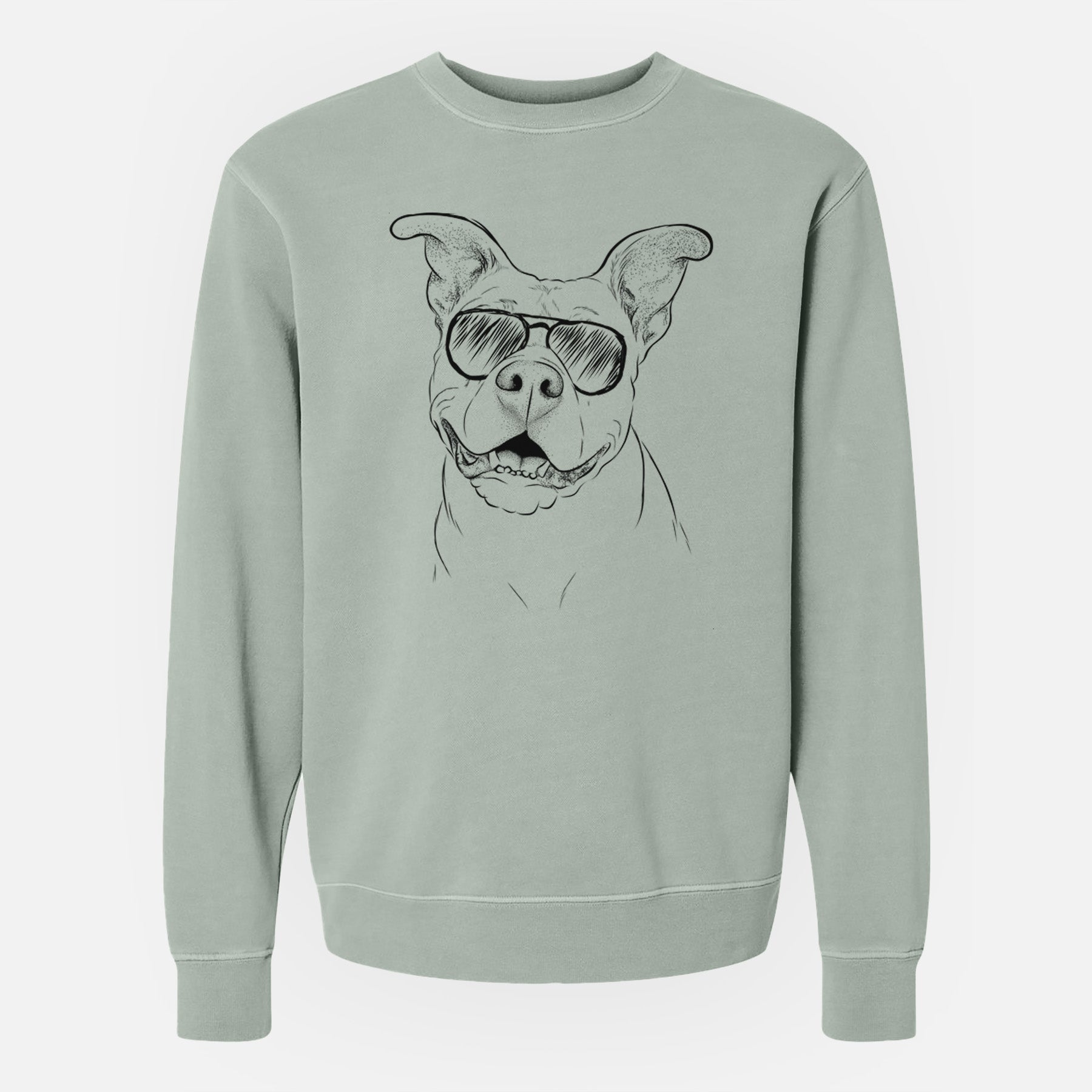 Aviator Malibu the Staffordshire Terrier/Pitbull Mix - Unisex Pigment Dyed Crew Sweatshirt