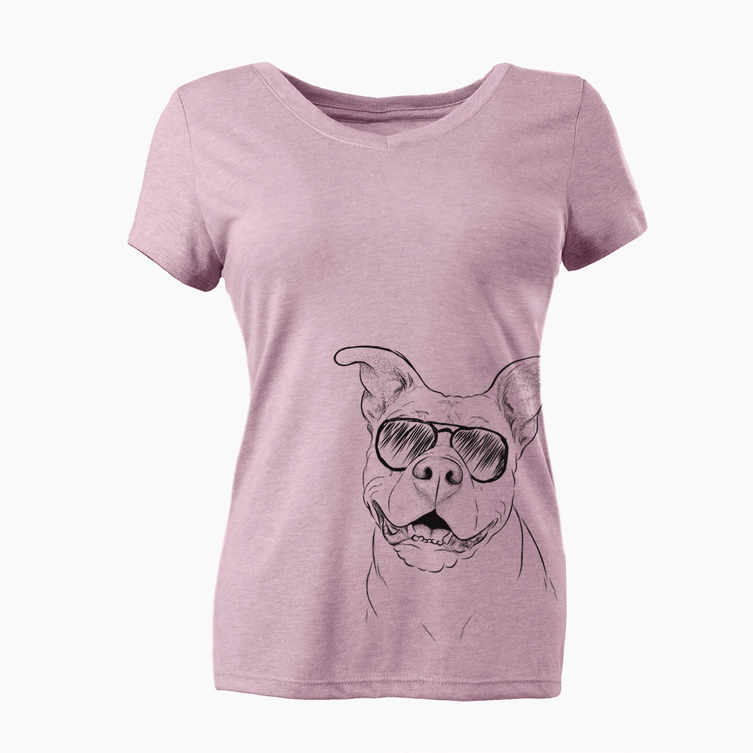 Aviator Malibu the Staffordshire Terrier/Pitbull Mix - Women's V-neck Shirt