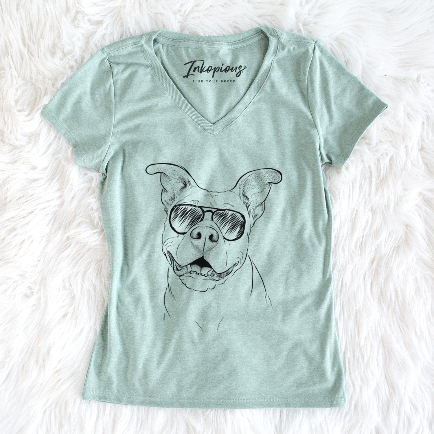 Aviator Malibu the Staffordshire Terrier/Pitbull Mix - Women's V-neck Shirt