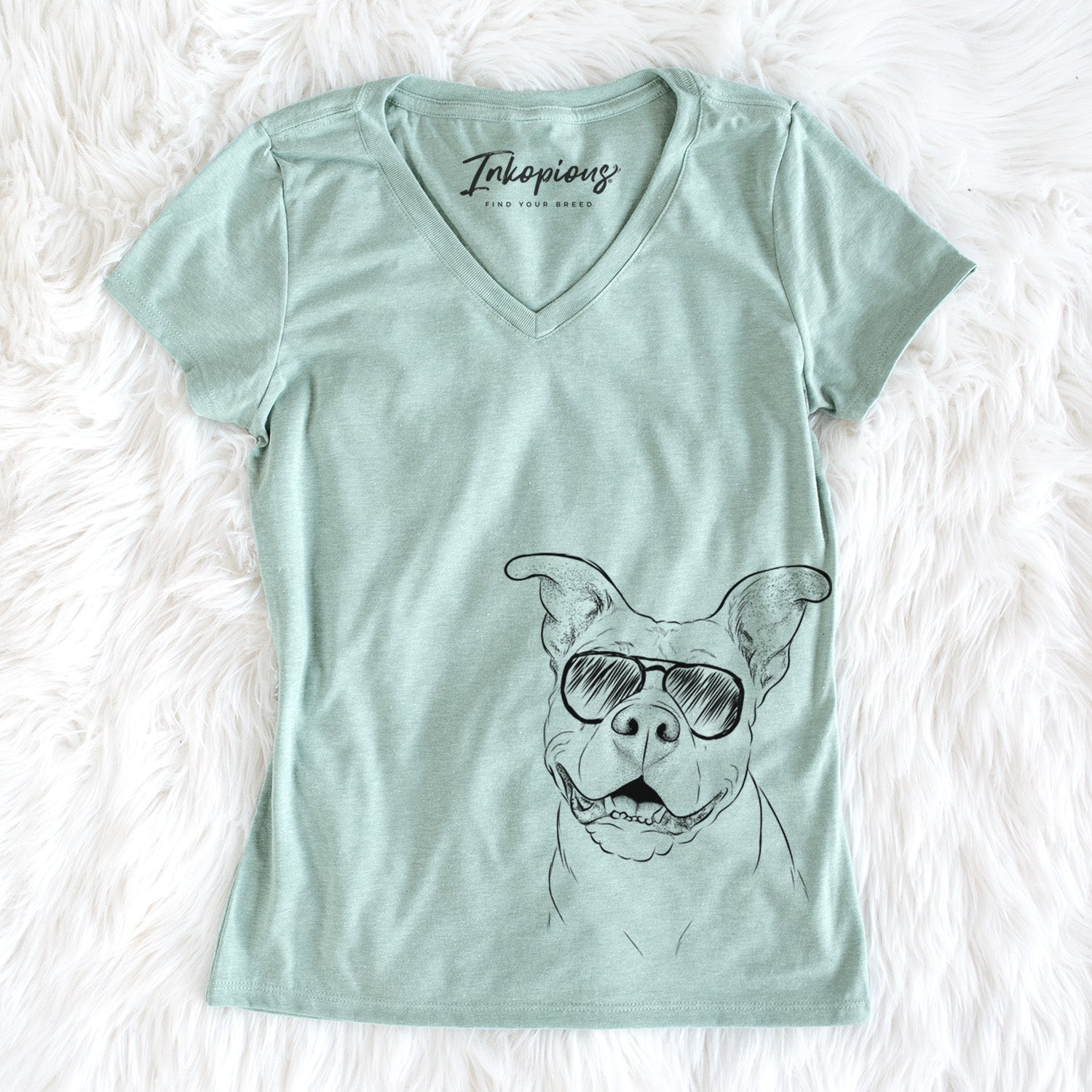 Aviator Malibu the Staffordshire Terrier/Pitbull Mix - Women's V-neck Shirt