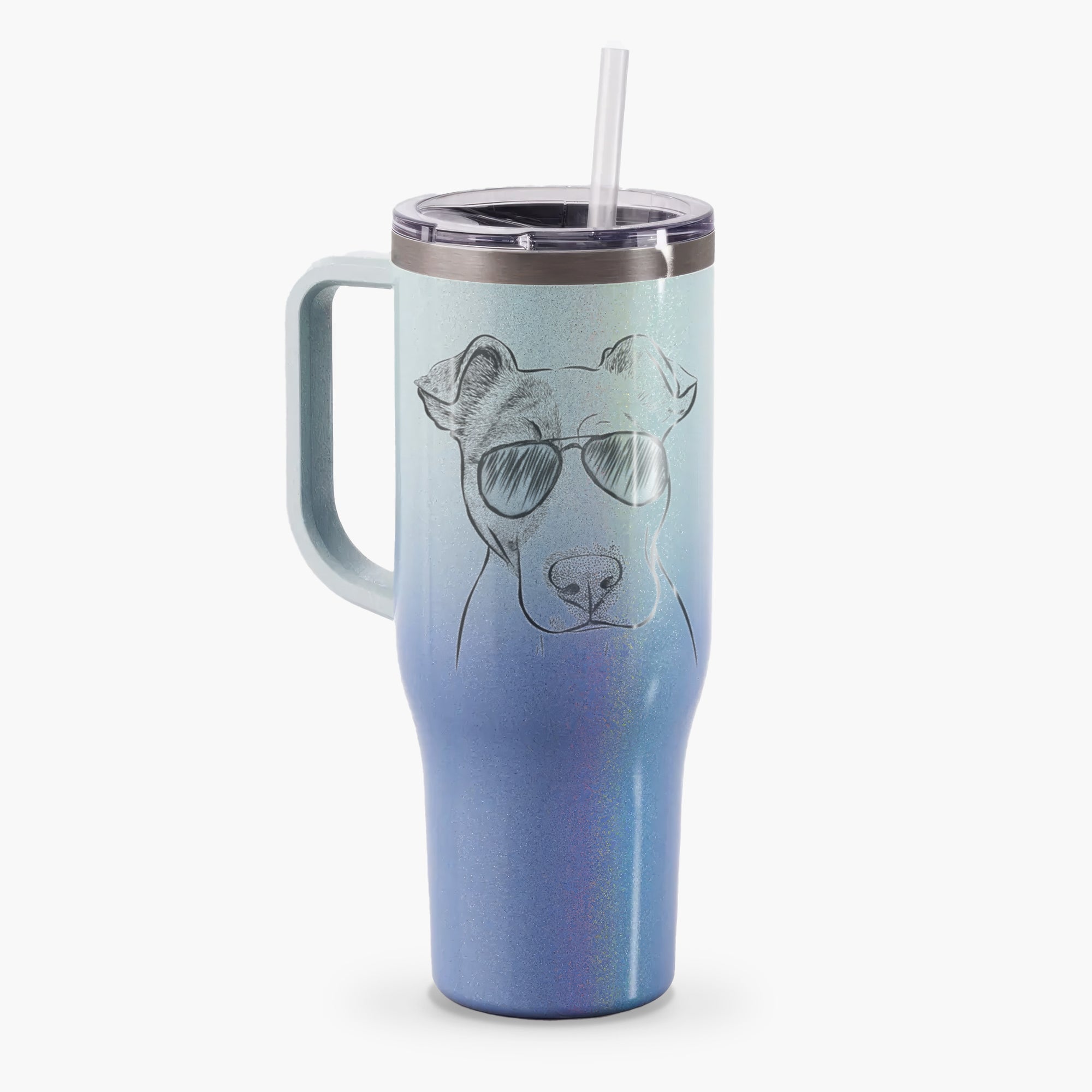 Manchi the Pitbull Mix - 40oz Tumbler with Handle