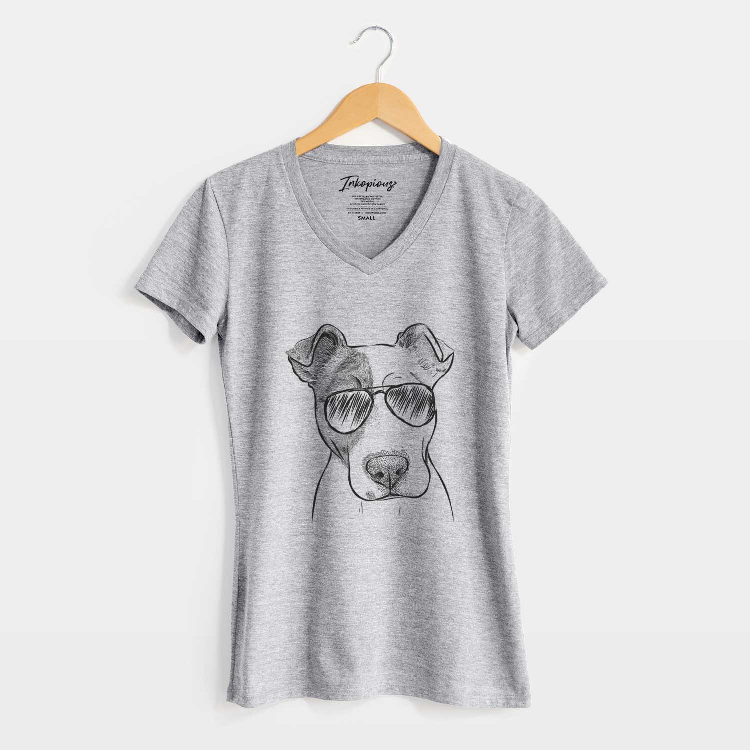 Aviator Manchi the Pitbull Mix - Women's V-neck Shirt