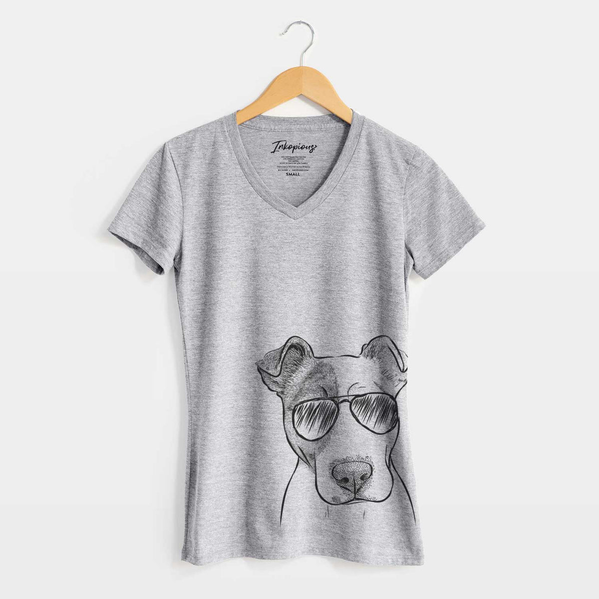 Aviator Manchi the Pitbull Mix - Women&#39;s V-neck Shirt