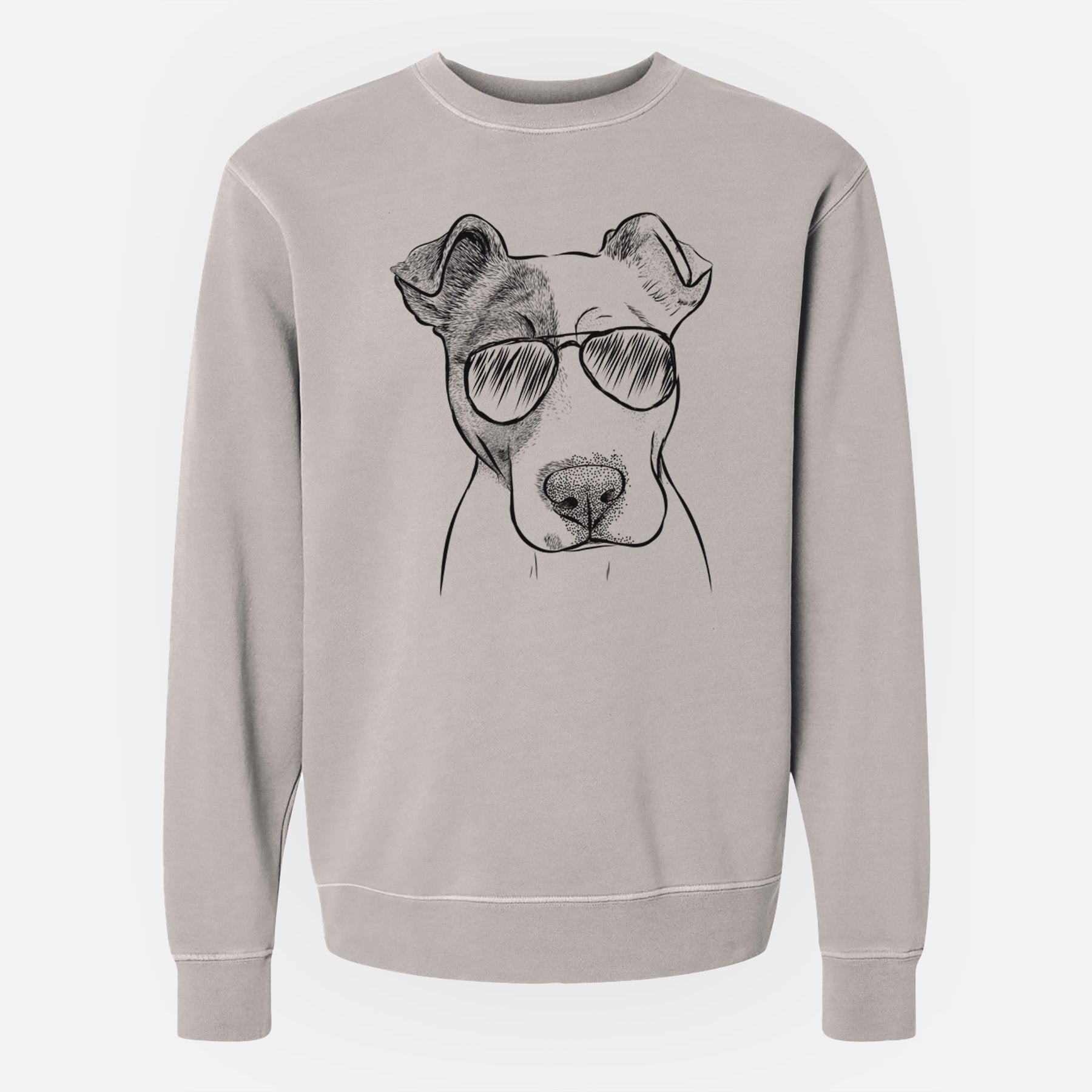 Aviator Manchi the Pitbull Mix - Unisex Pigment Dyed Crew Sweatshirt