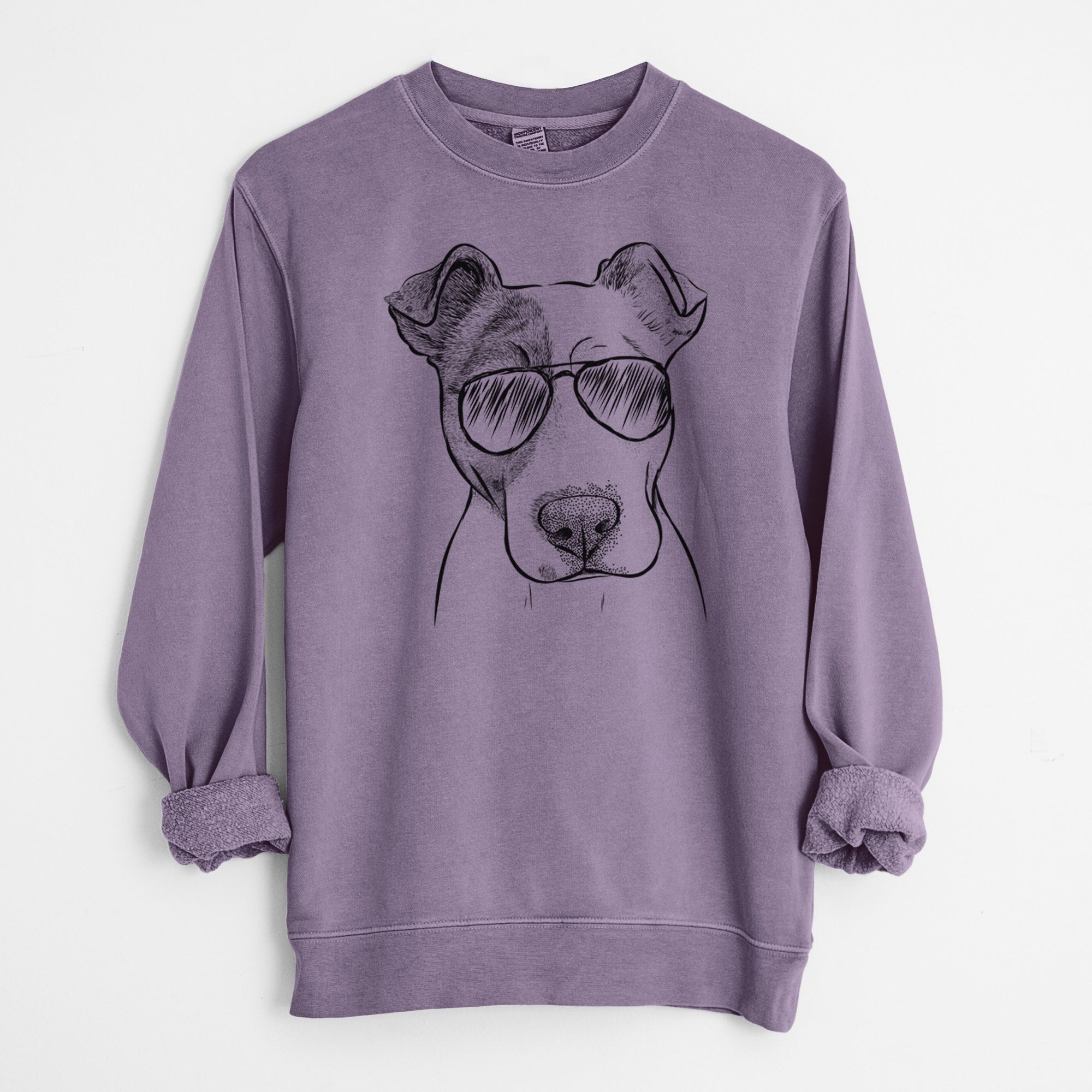 Aviator Manchi the Pitbull Mix - Unisex Pigment Dyed Crew Sweatshirt