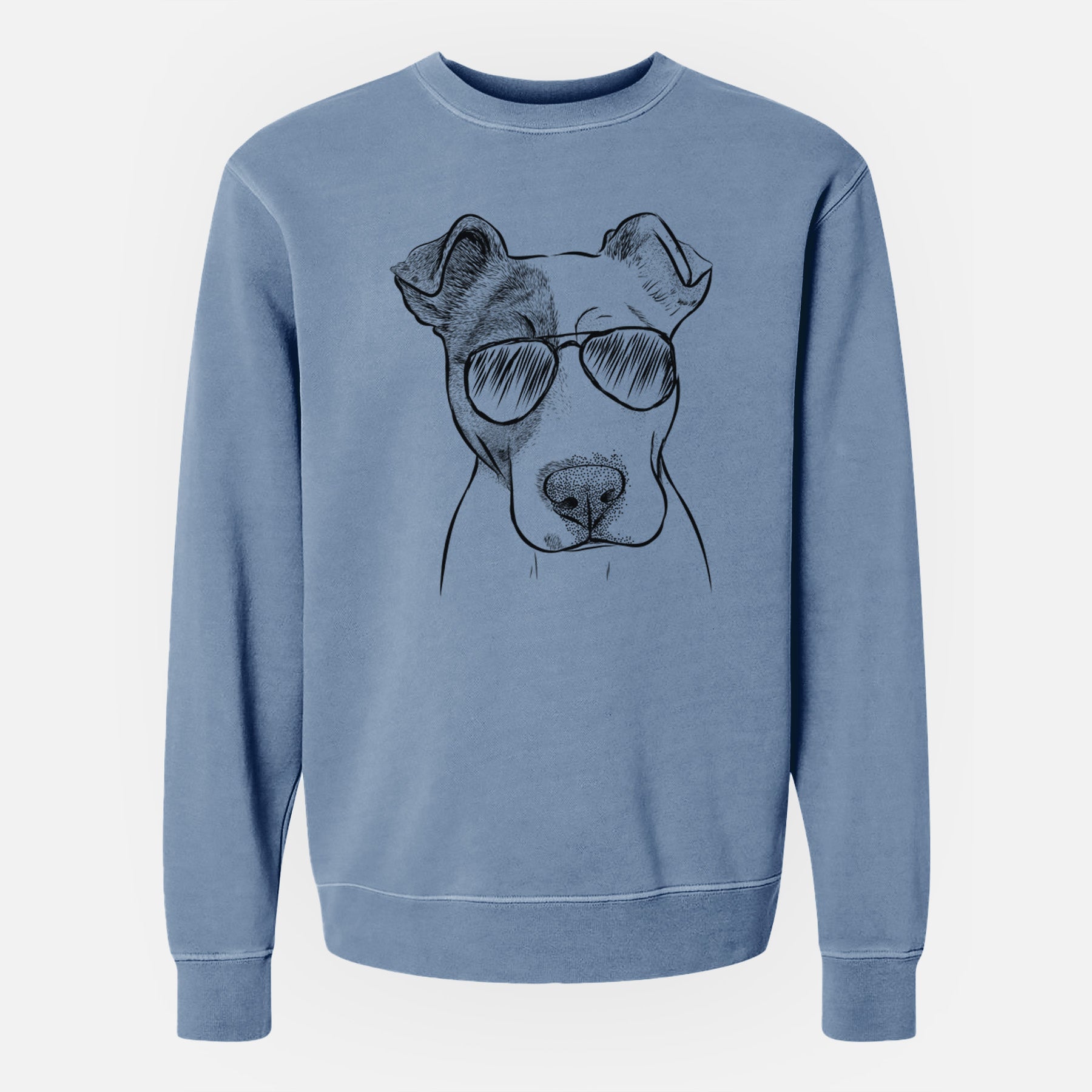 Aviator Manchi the Pitbull Mix - Unisex Pigment Dyed Crew Sweatshirt