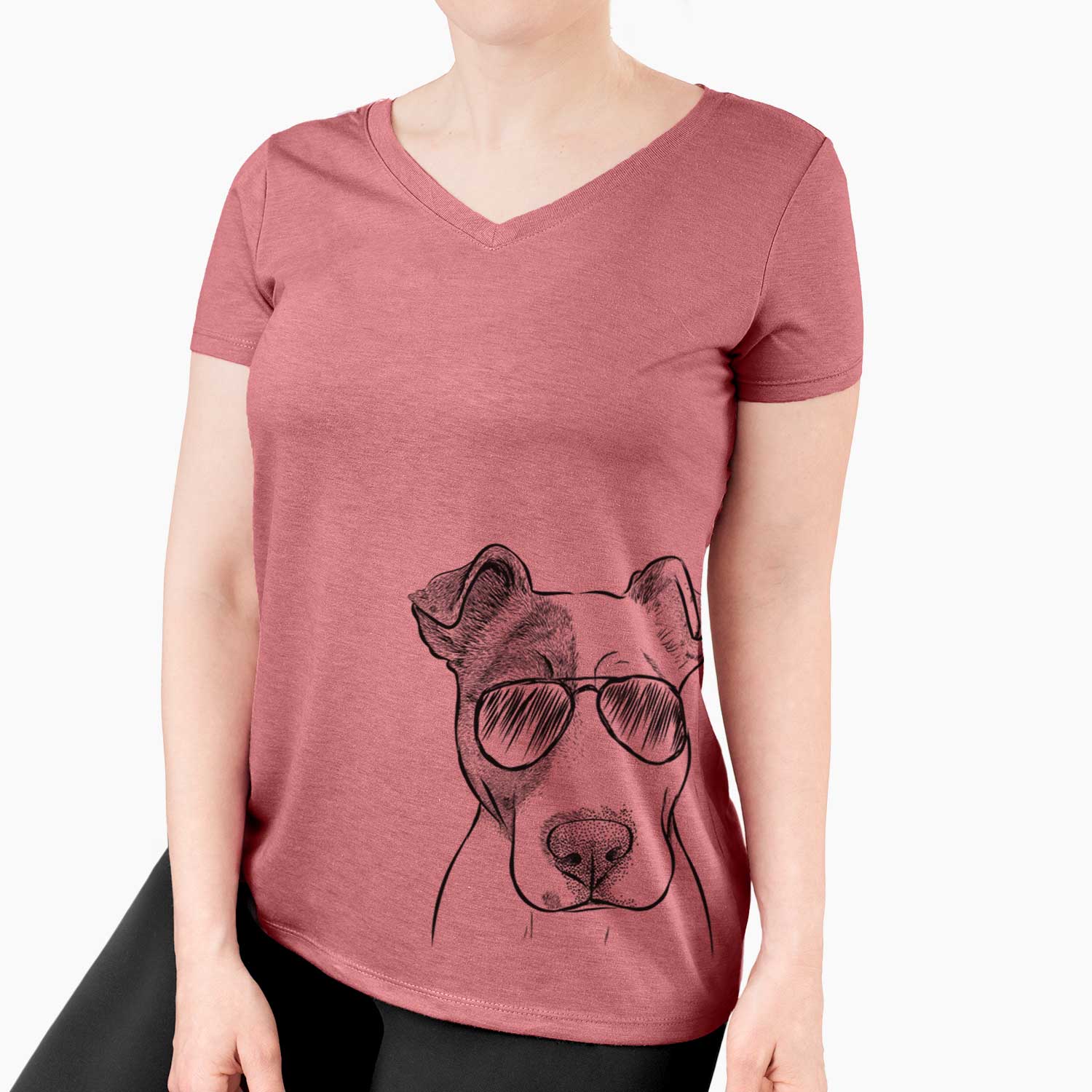 Aviator Manchi the Pitbull Mix - Women's V-neck Shirt