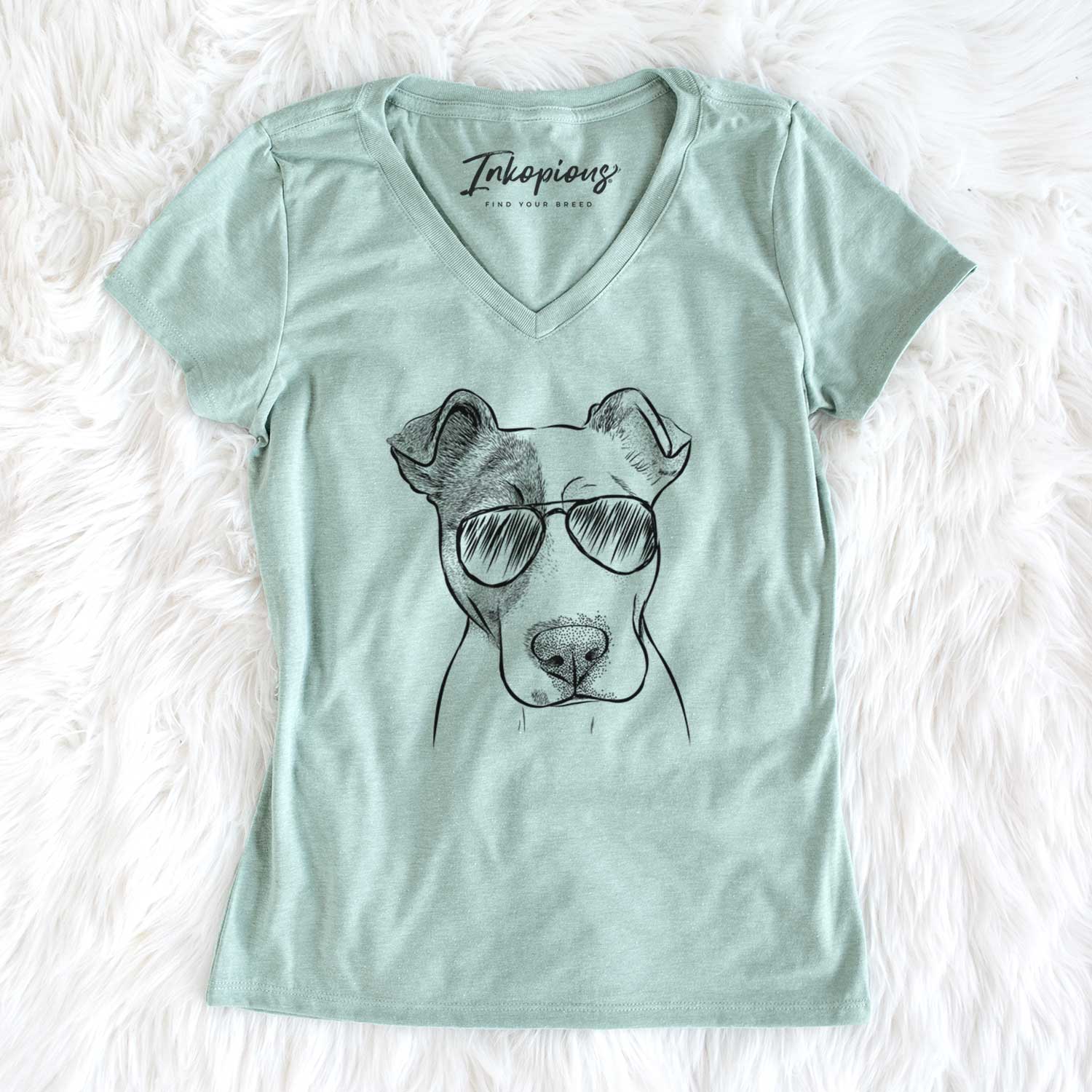 Aviator Manchi the Pitbull Mix - Women's V-neck Shirt