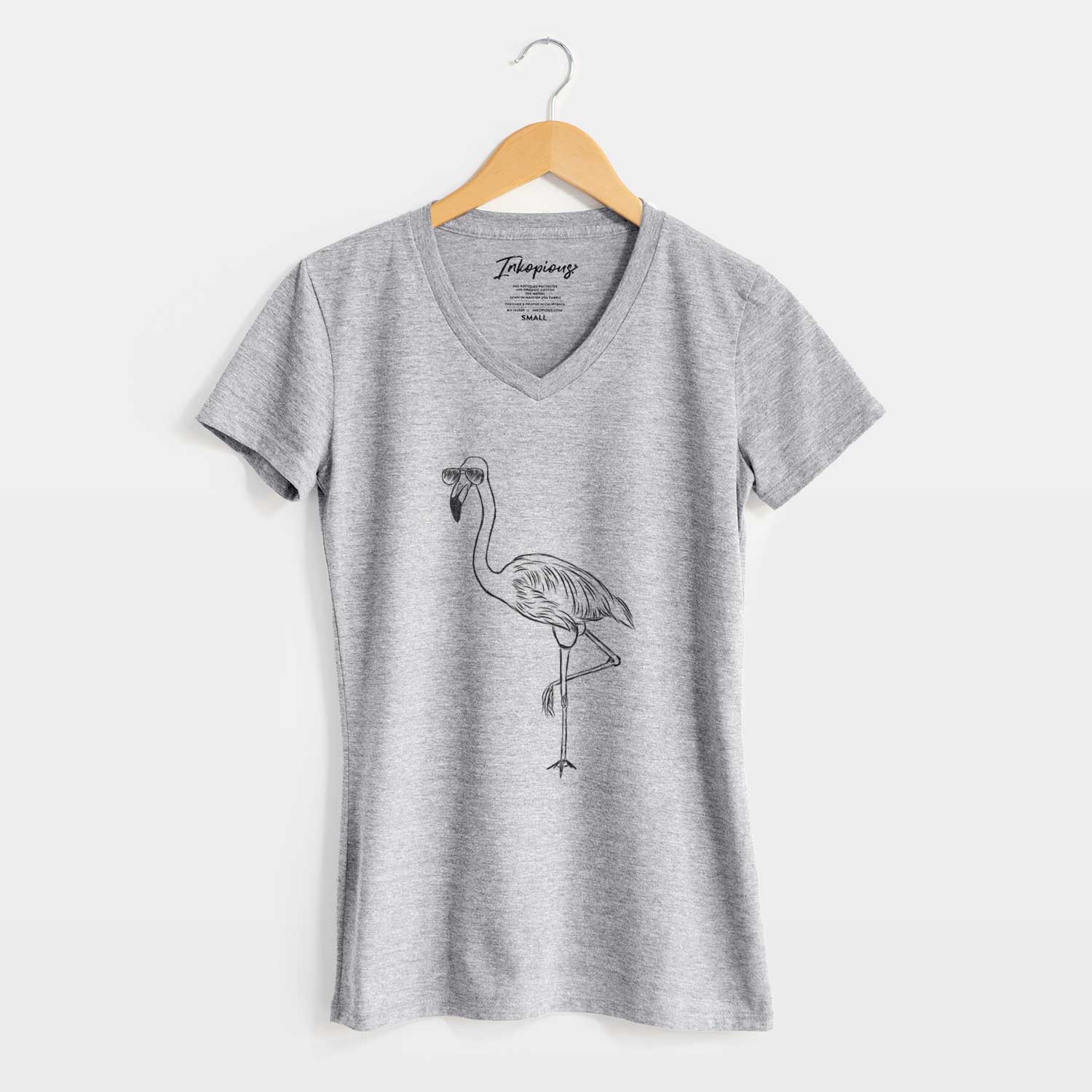 Aviator Mango the Flamingo - Women's V-neck Shirt