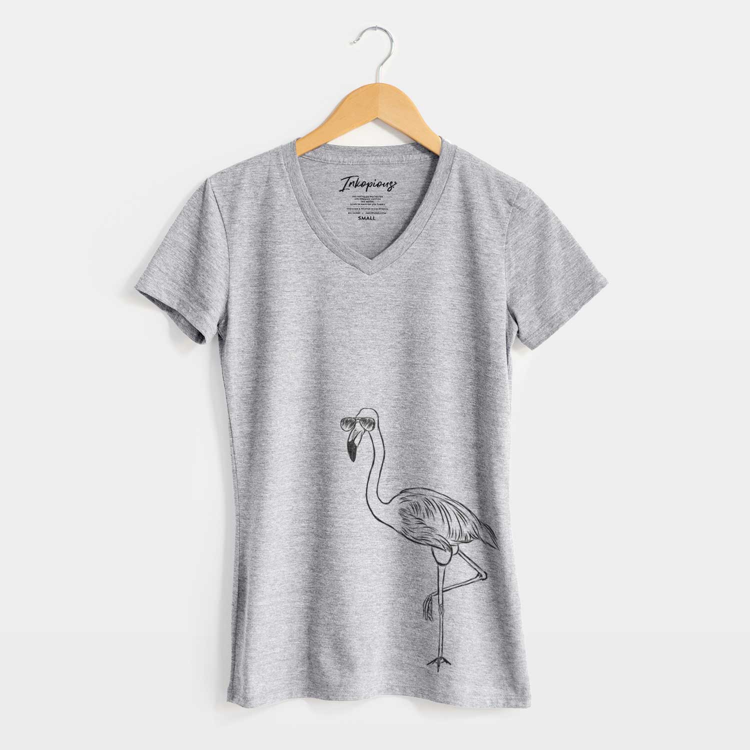 Aviator Mango the Flamingo - Women's V-neck Shirt