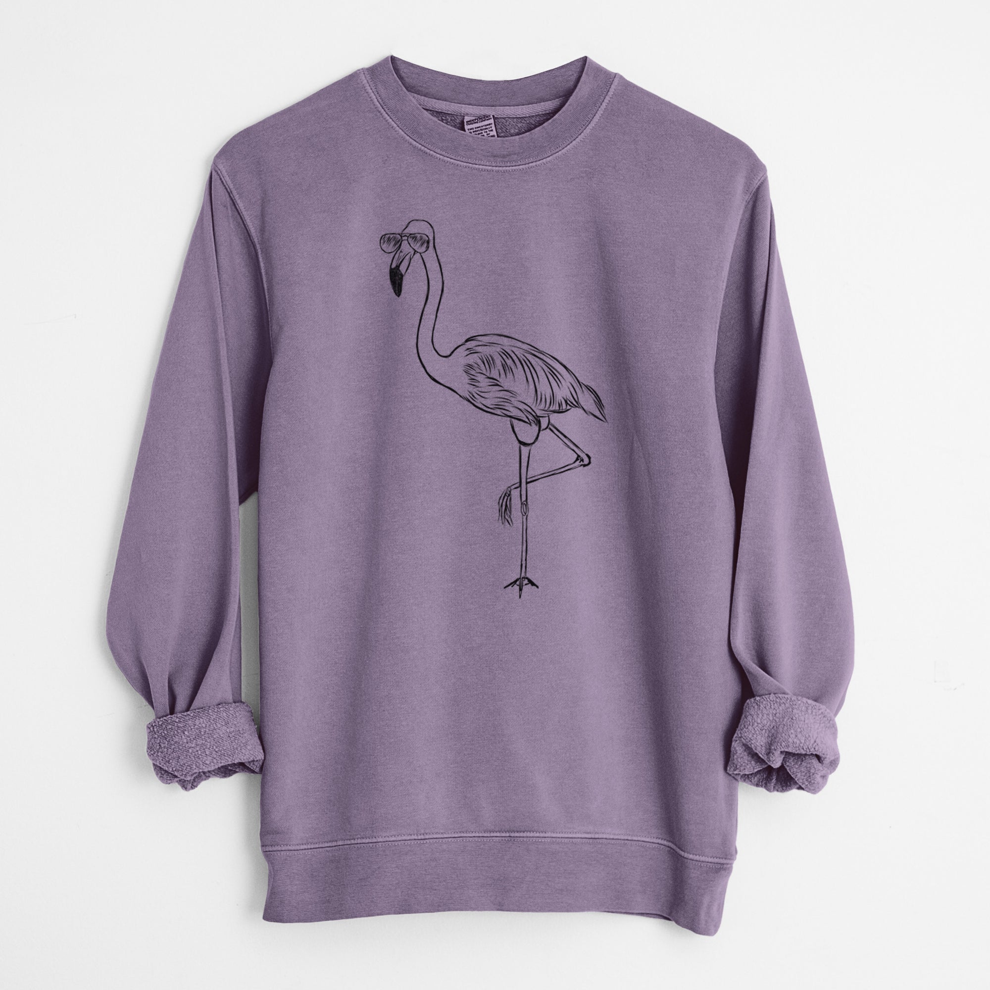 Aviator Mango the Flamingo - Unisex Pigment Dyed Crew Sweatshirt